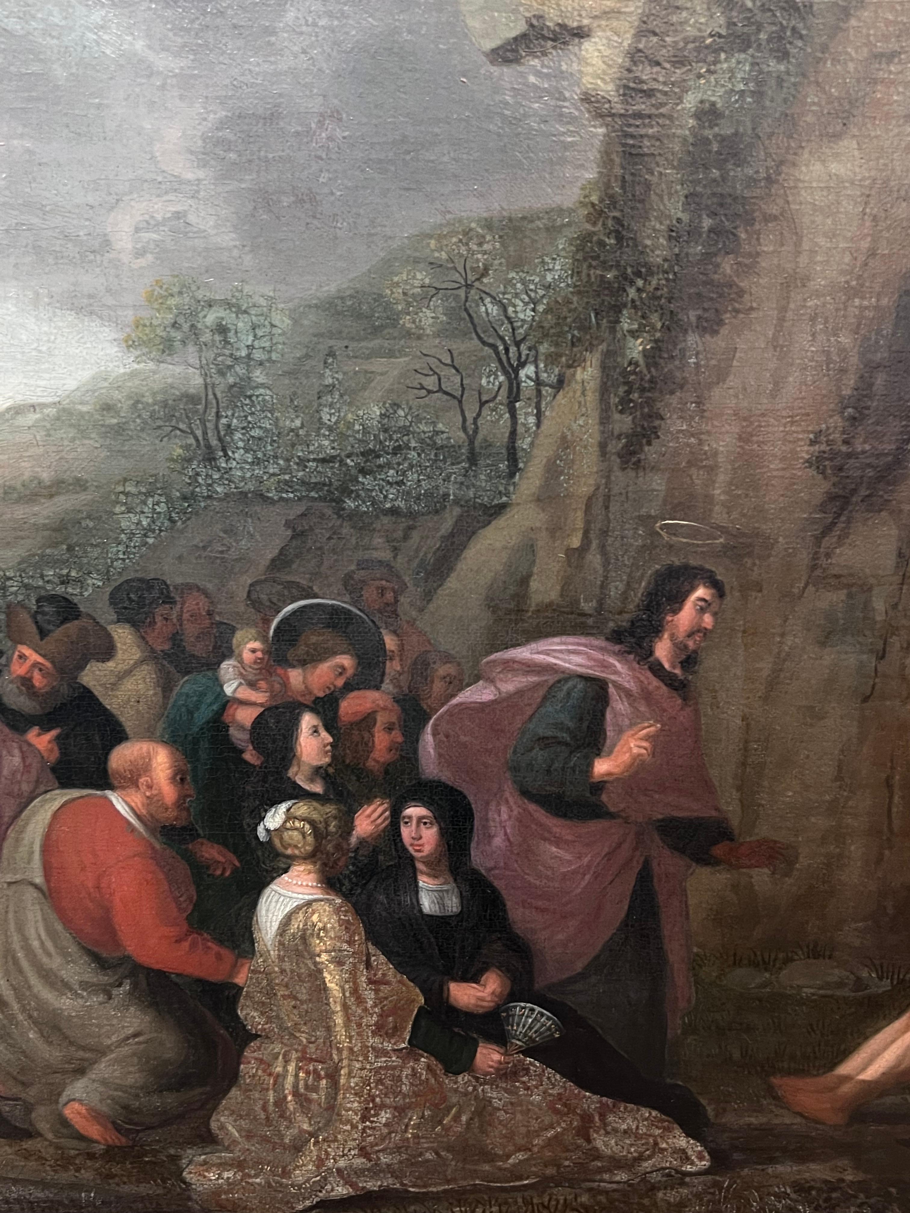 Große 17. Jahrhundert Flemish Old Master Ölgemälde Resurrection von Lazarus im Angebot 6