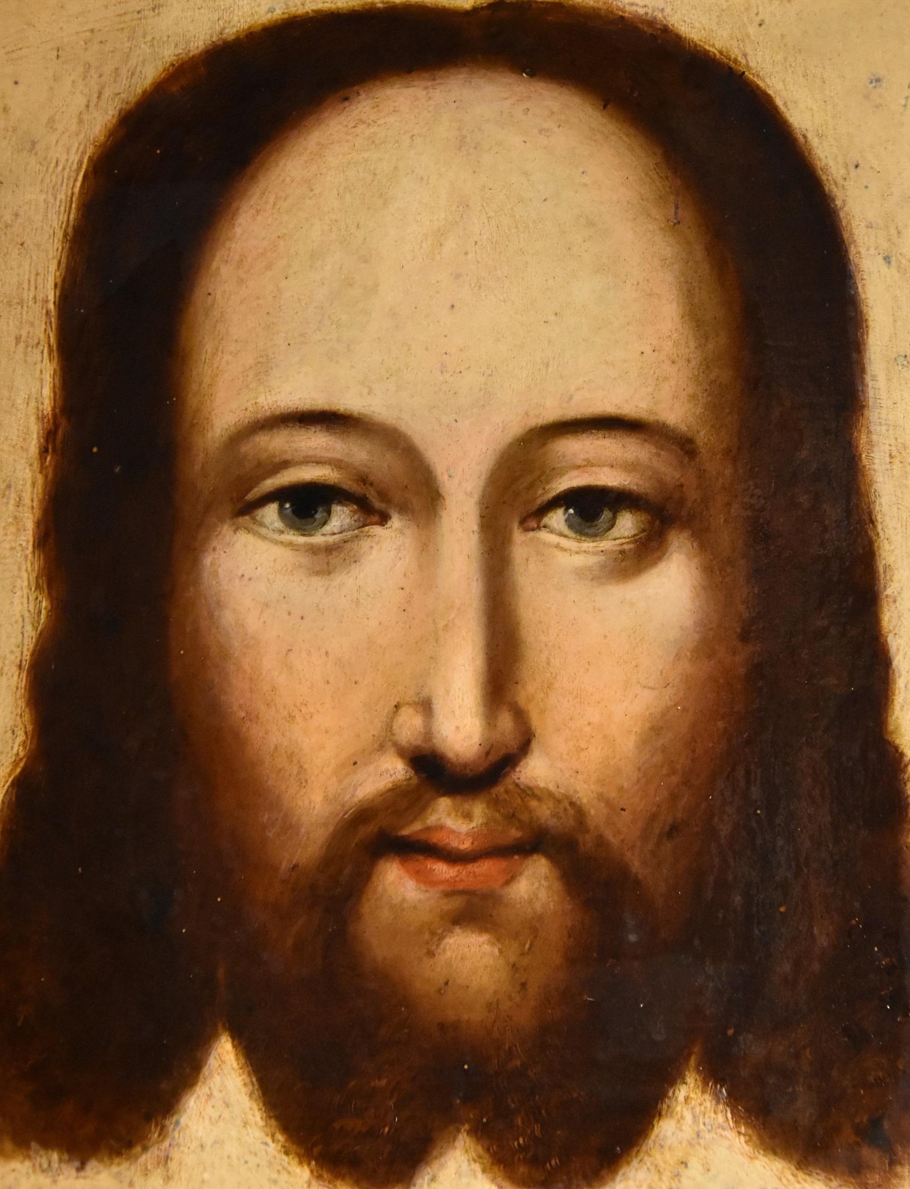 Christus Salvator Mundi Gemälde Öl auf Kupfer 16/17. Jahrhundert Flämische Schule   im Angebot 3