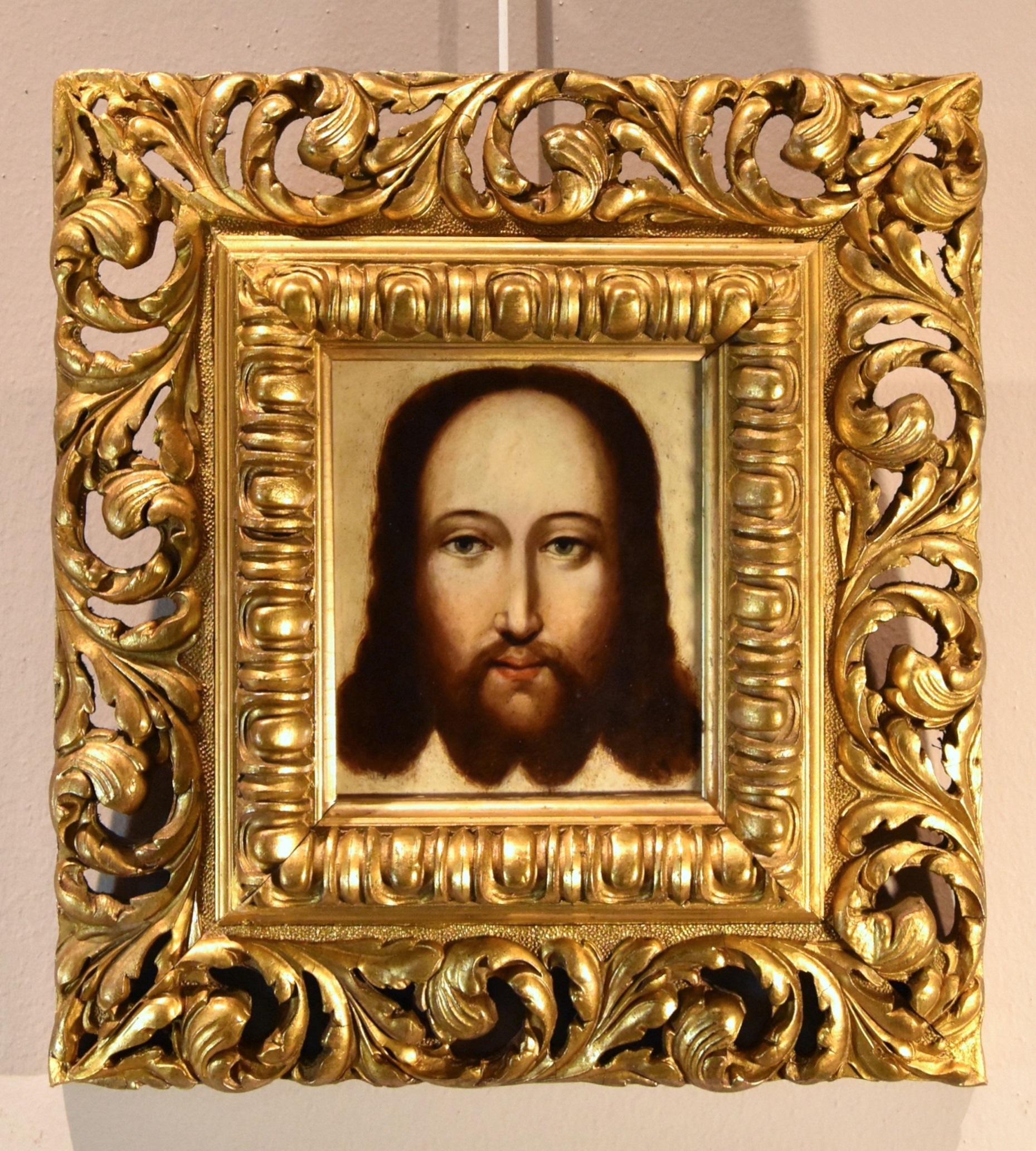 Christus Salvator Mundi Gemälde Öl auf Kupfer 16/17. Jahrhundert Flämische Schule   – Painting von Flemish Painter 16th-17th Century