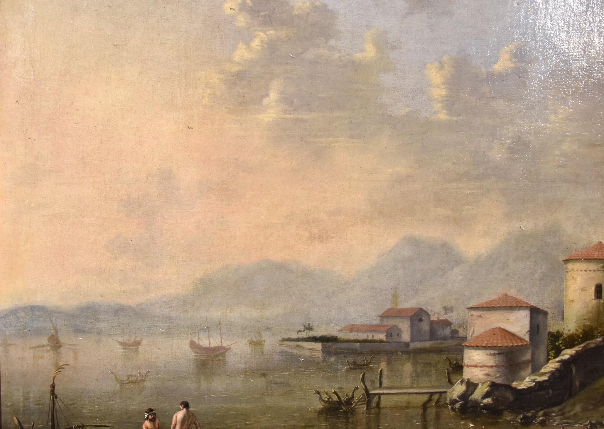 Landscape See Paint Oil on canvas Flemish Old master 18th Century Italian Art For Sale 2