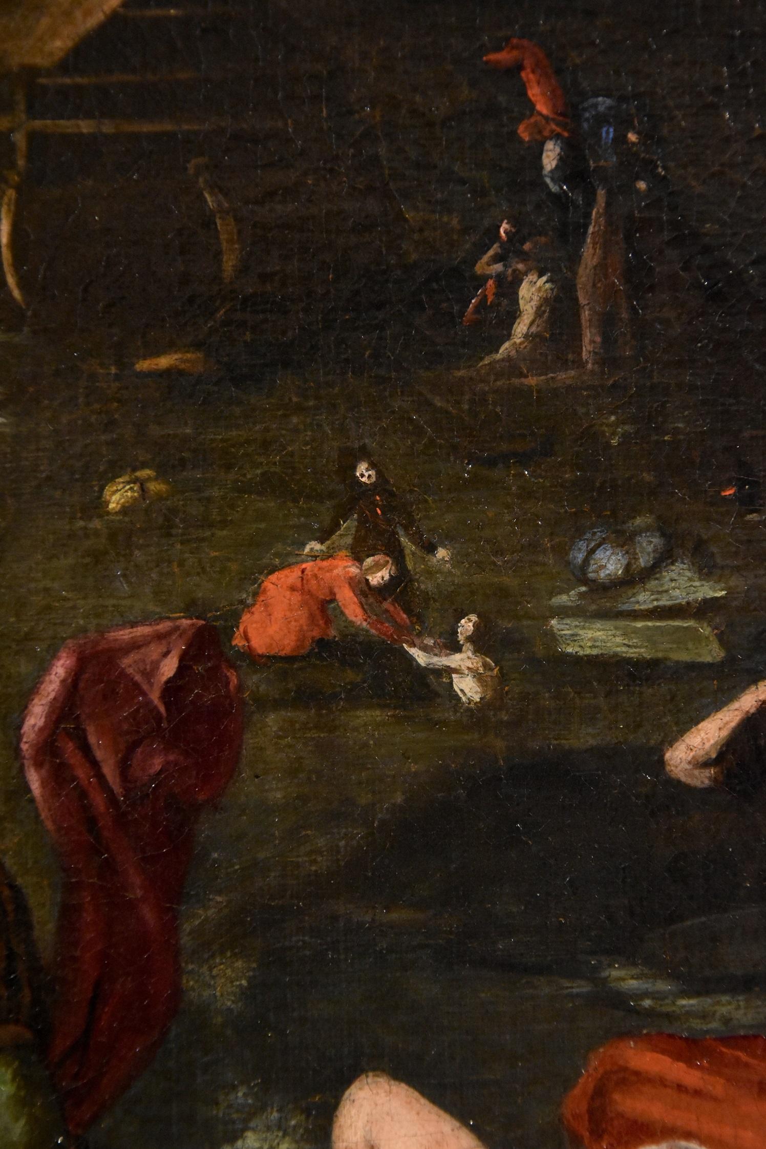 Universal Deluge Flemish Paint Oil on canvas Old master 17th Century Landscape For Sale 11