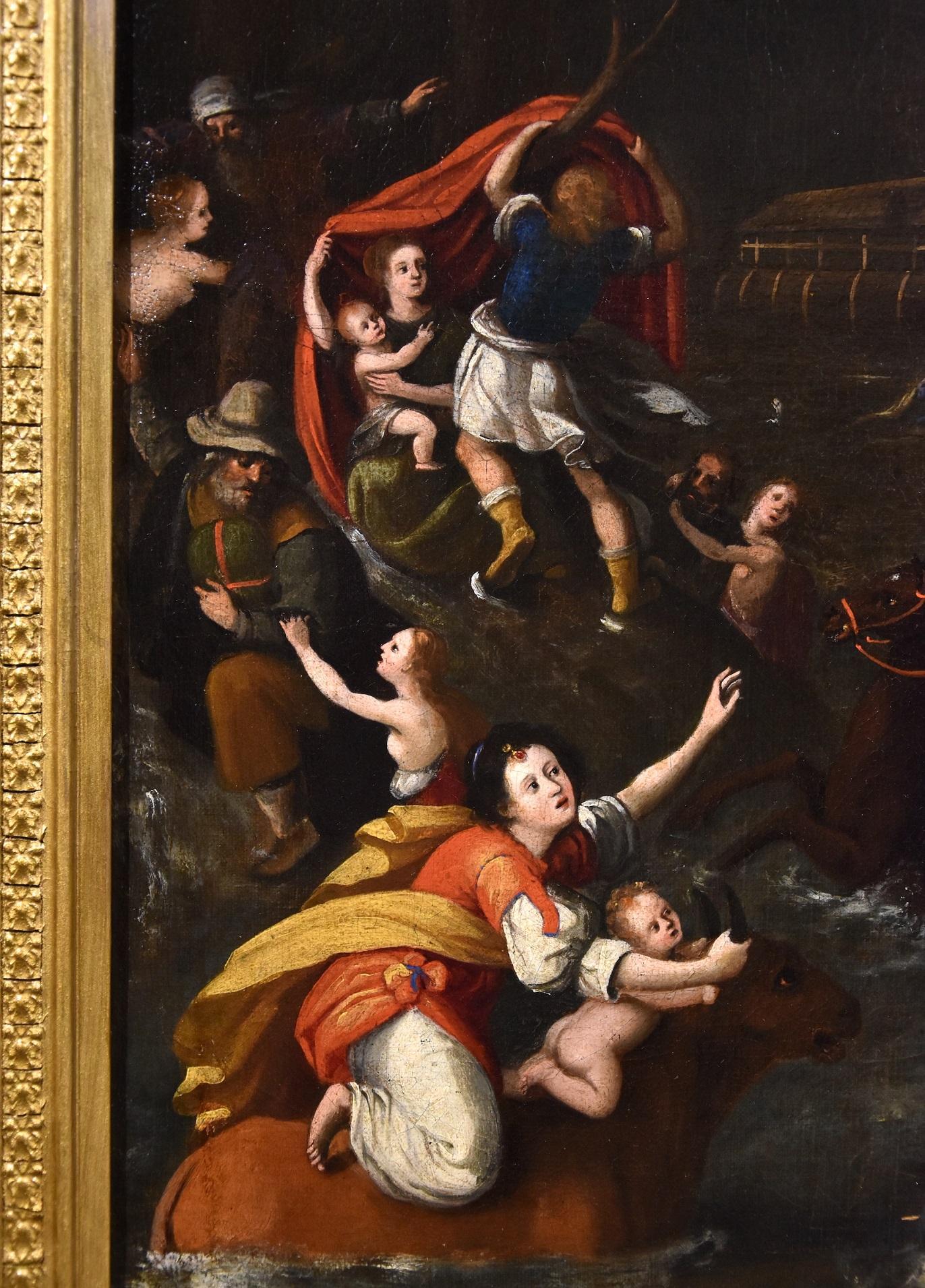 The Great Flood
Flemish painter active in the 17th century

Oil painting on canvas
52 x 70 cm. - In frame 76 x 95 cm

This interesting seventeenth-century Flemish painting illustrates the biblical event of the Great Flood, hurled on the earth by God