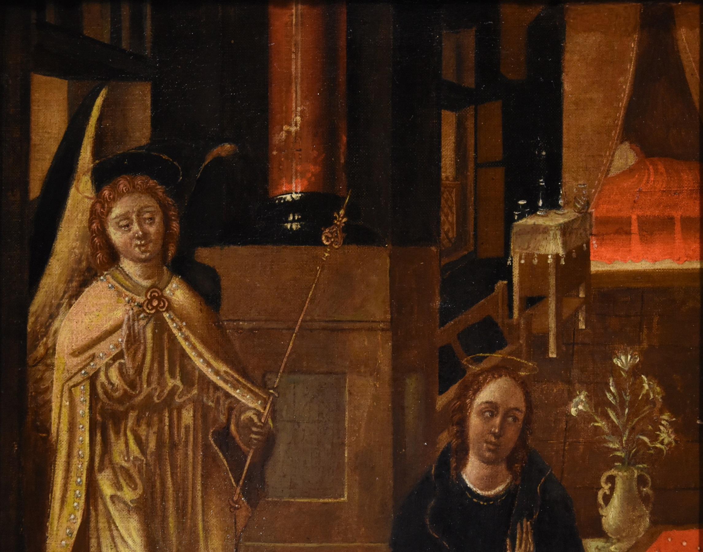 Flämischer Maler des 16. und 17. Jahrhunderts
Die Verkündigung

Öl auf Leinwand 844 x 33 cm (im Rahmen 63 x 52 cm).

Das Werk präsentiert sich mit einem kanonischen ikonografischen und stilistischen Schema, mit dem Erzengel Gabriel, der der Jungfrau