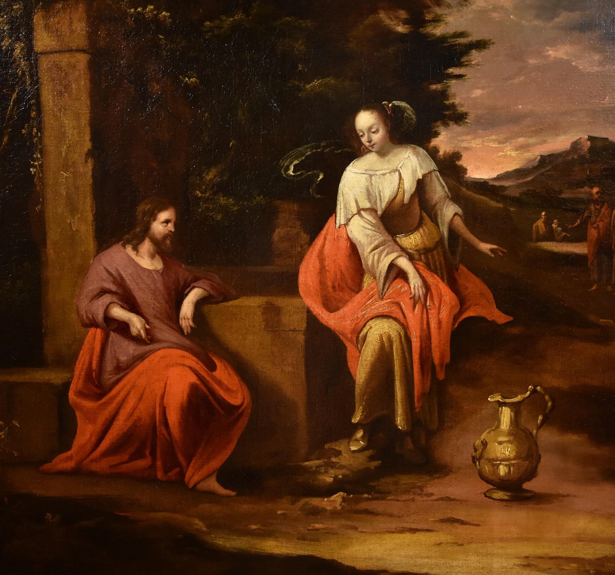 Peinture du Christ Samaritain Huile sur toile Peinture à l'huile sur toile Peintre flamand 17ème siècle 7