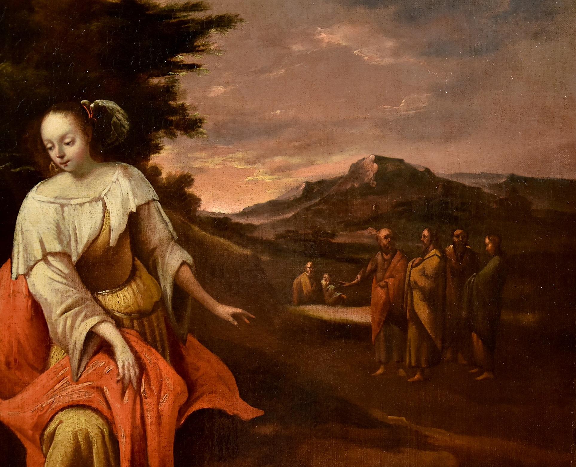 Peinture du Christ Samaritain Huile sur toile Peinture à l'huile sur toile Peintre flamand 17ème siècle 9