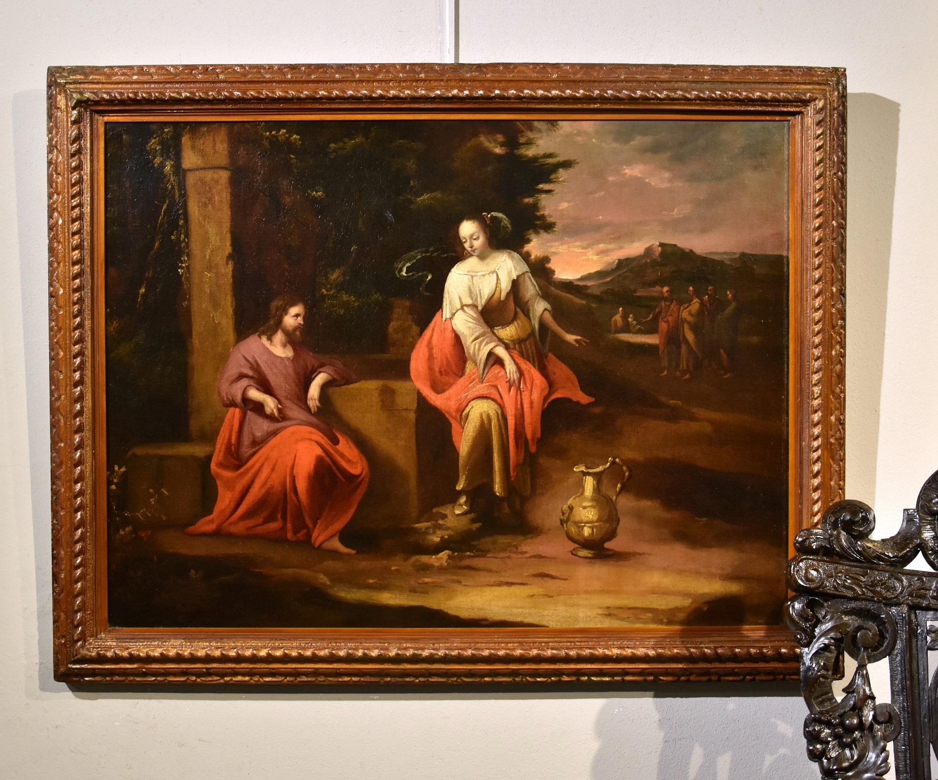 Peinture du Christ Samaritain Huile sur toile Peinture à l'huile sur toile Peintre flamand 17ème siècle 1