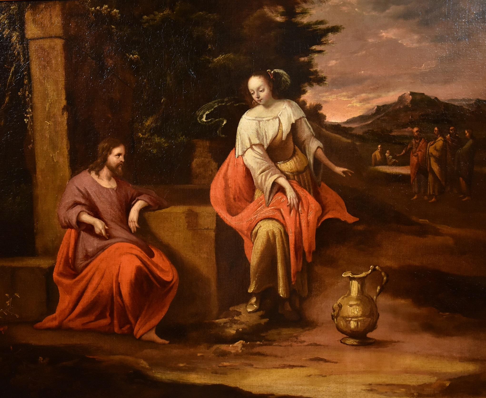 Peinture du Christ Samaritain Huile sur toile Peinture à l'huile sur toile Peintre flamand 17ème siècle 4