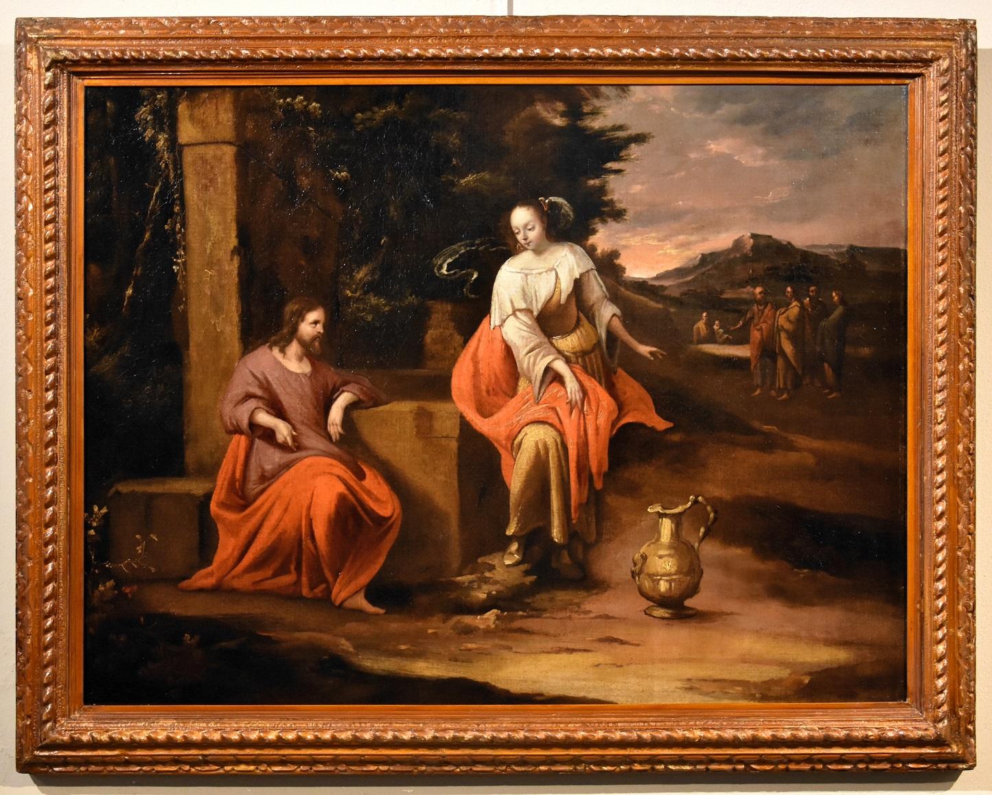 Christ Samaritan Paint Oil on canvas Oil on canvas Flemish Painter 17th Century - Painting by Flemish painter of the 17th century