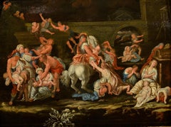 Peinture flamande Massacre Innocents Huile sur toile Grand maître 17ème siècle Art