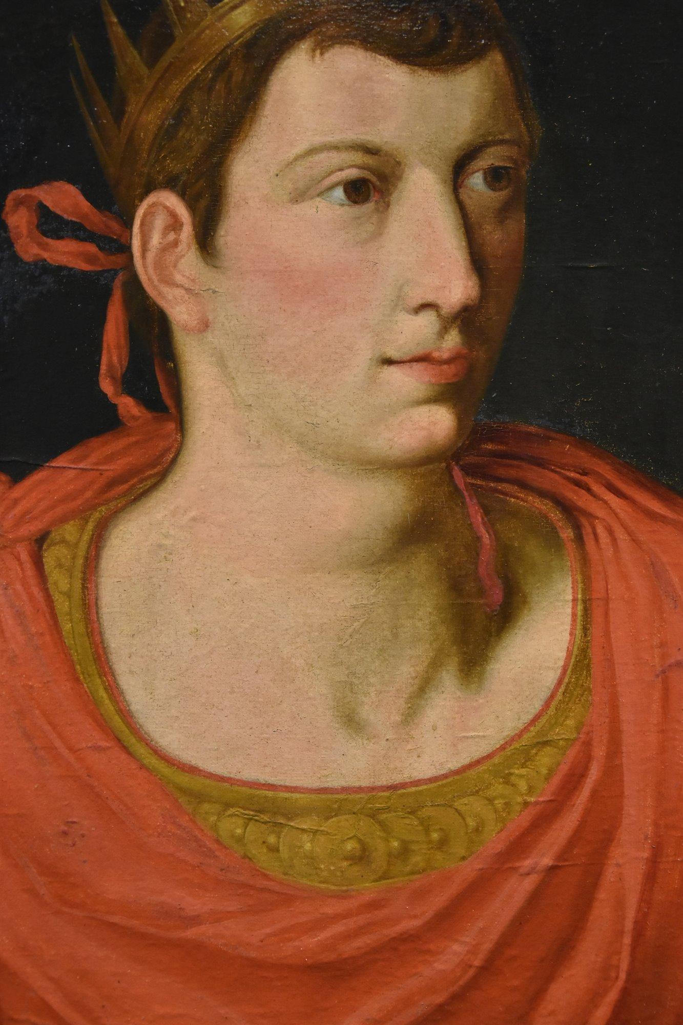 Porträt Augustus Kaiser Flämische Schule 17/18. Jahrhundert Gemälde Öl auf Leinwand Kunst (Alte Meister), Painting, von Flemish Painter Of The 17th/18th