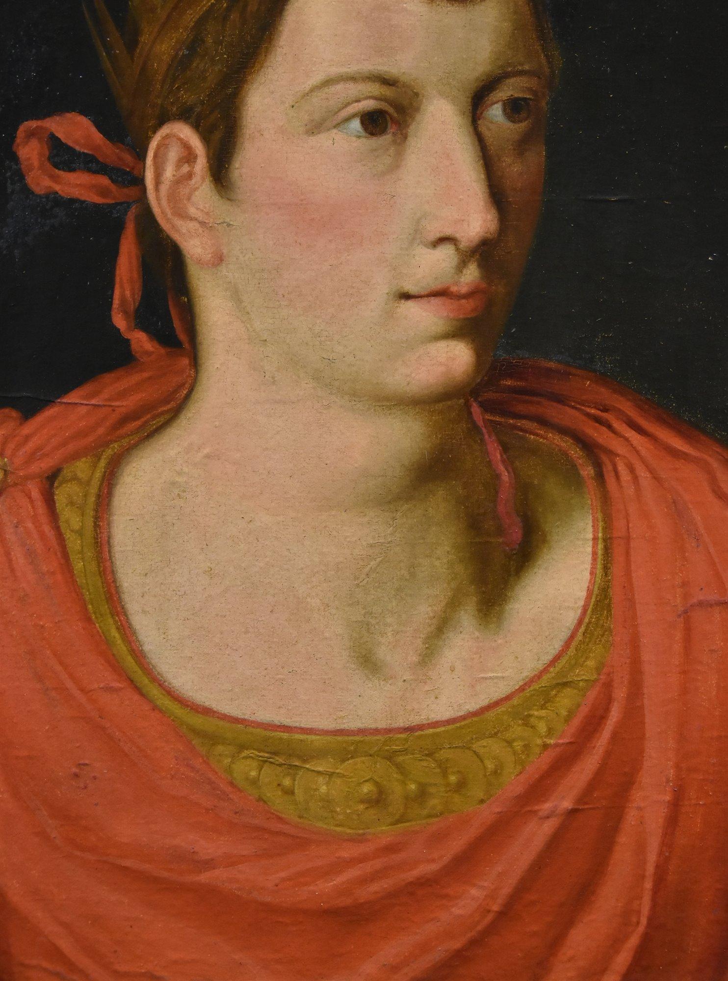 Porträt Augustus Kaiser Flämische Schule 17/18. Jahrhundert Gemälde Öl auf Leinwand Kunst (Schwarz), Portrait Painting, von Flemish Painter Of The 17th/18th