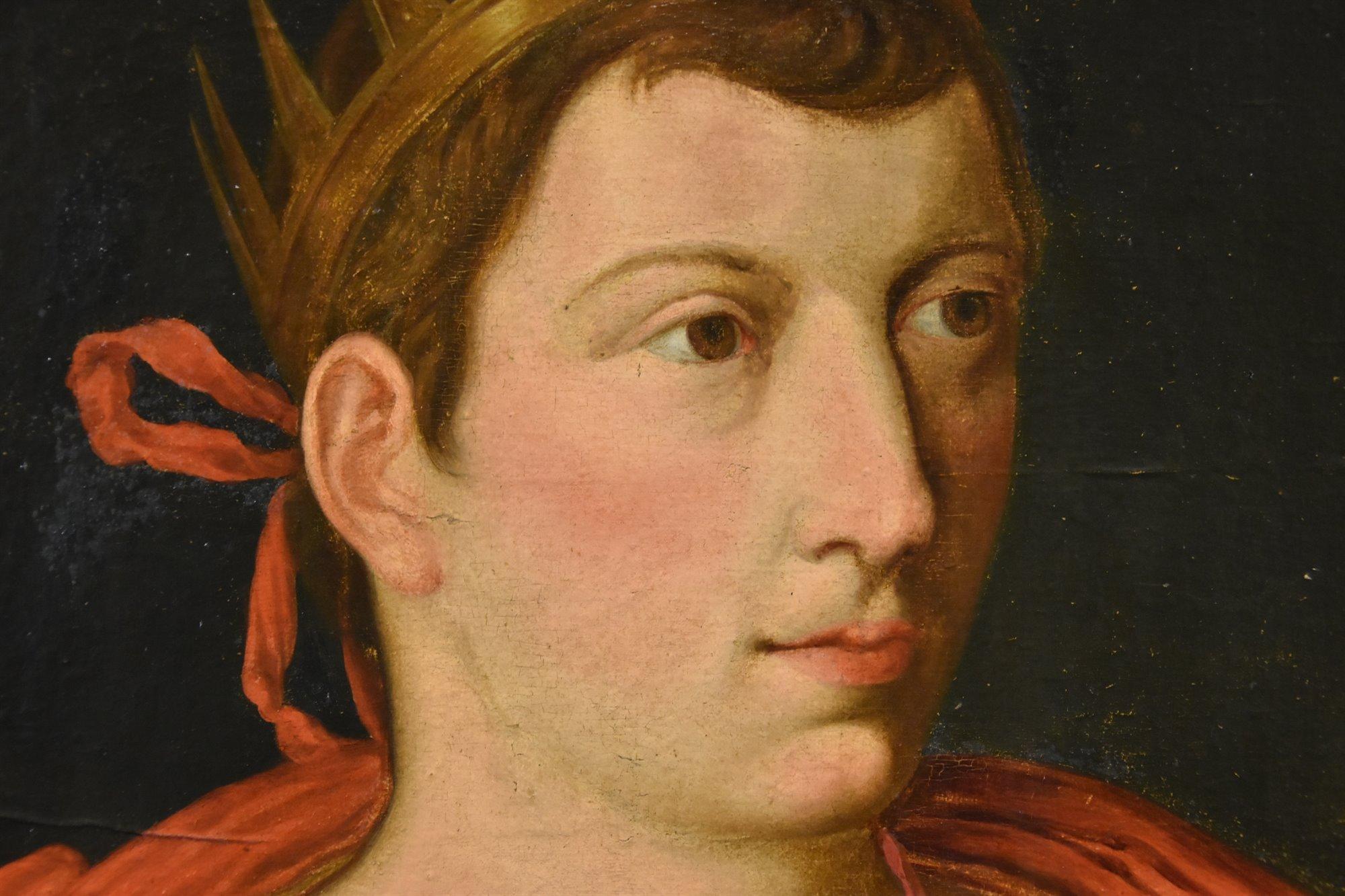 Porträt Augustus Kaiser Flämische Schule 17/18. Jahrhundert Gemälde Öl auf Leinwand Kunst im Angebot 1