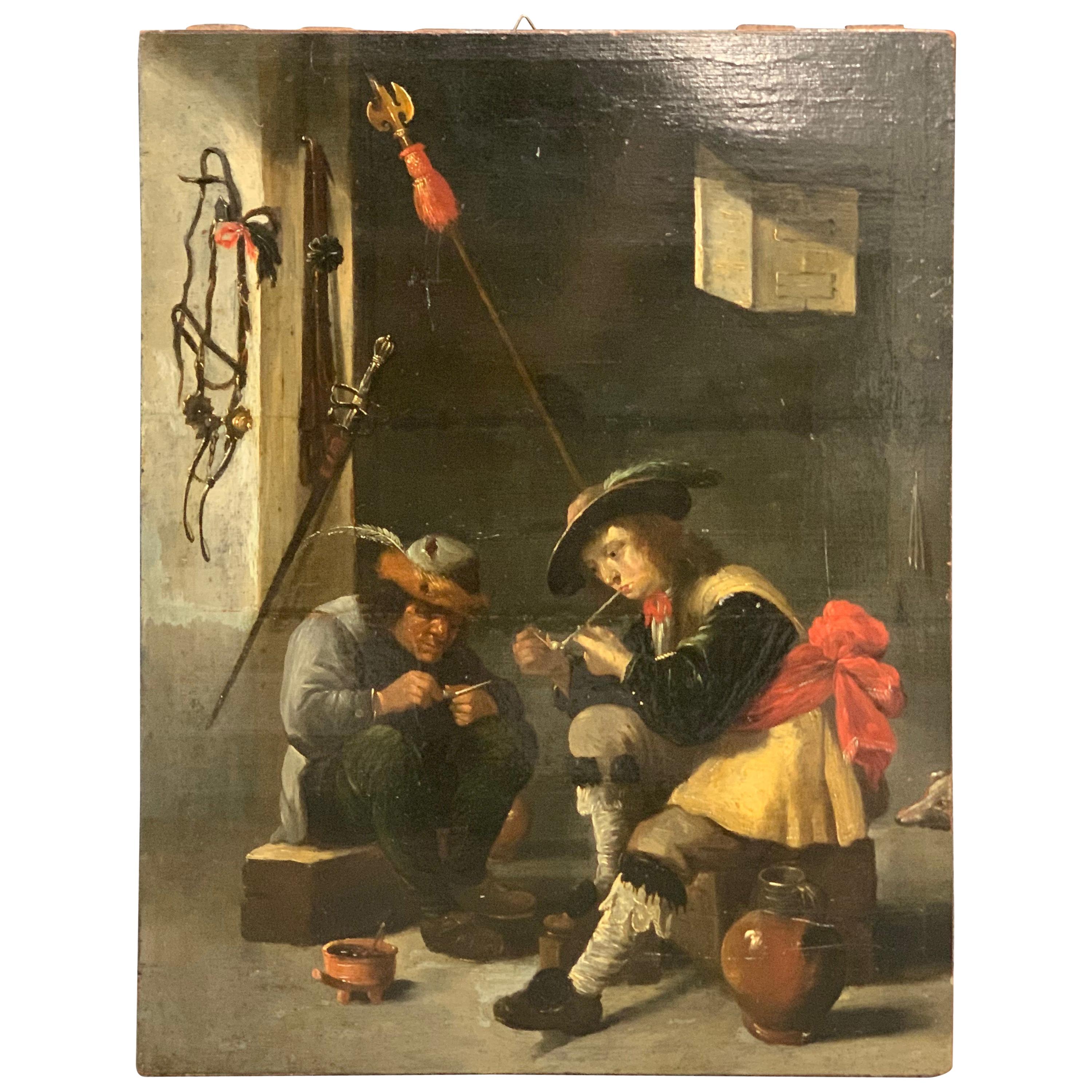 Flemish Painting Dating from the 17th Century, Oil on Board