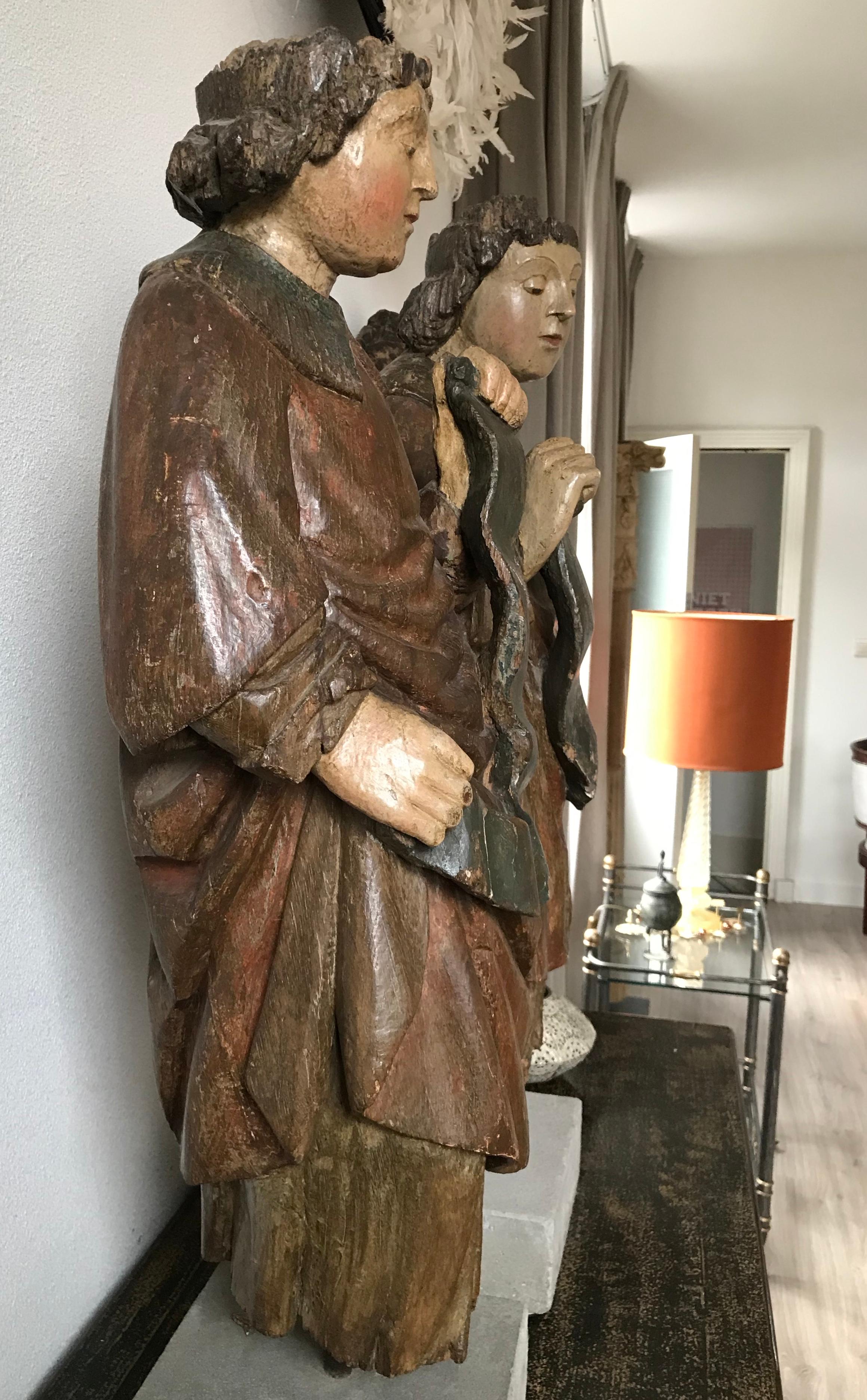Belgian Flemish Pair of Angles 15th Century For Sale