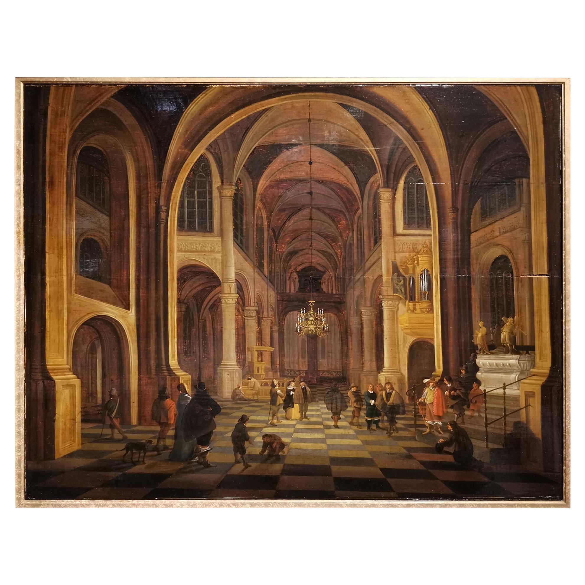 Flemish School 17th Century " Interior of a Church "