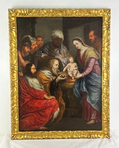 17th Century Flemish School Adoration of the Magi Oil on Canvas