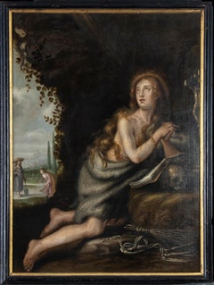 Mary Magdalene With The Scene Of 'Noli Me Tangere Flemish School XVII Oil Paint