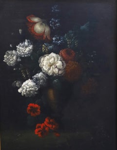 18th Century Flemish Old Master Oil Still life of flowers in a vase