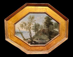 Late 16th or early 17th century by Flemish school, Riverscape, Oil on panel