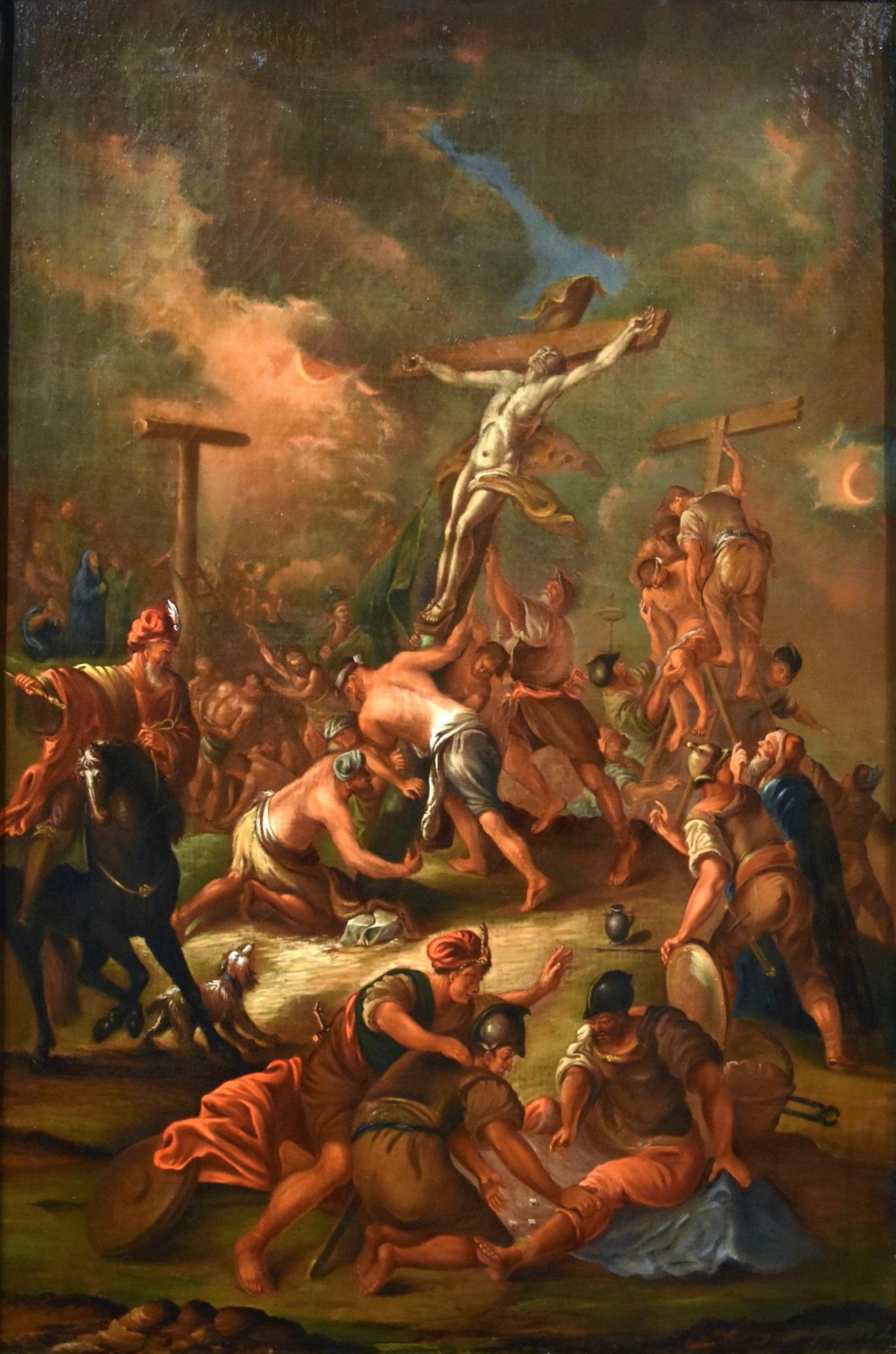 Christ Crucified Old master Paint Oil on canvas  Flemish 17/18th Century Italy  - Painting by Flemish school, late 17th - early 18th century