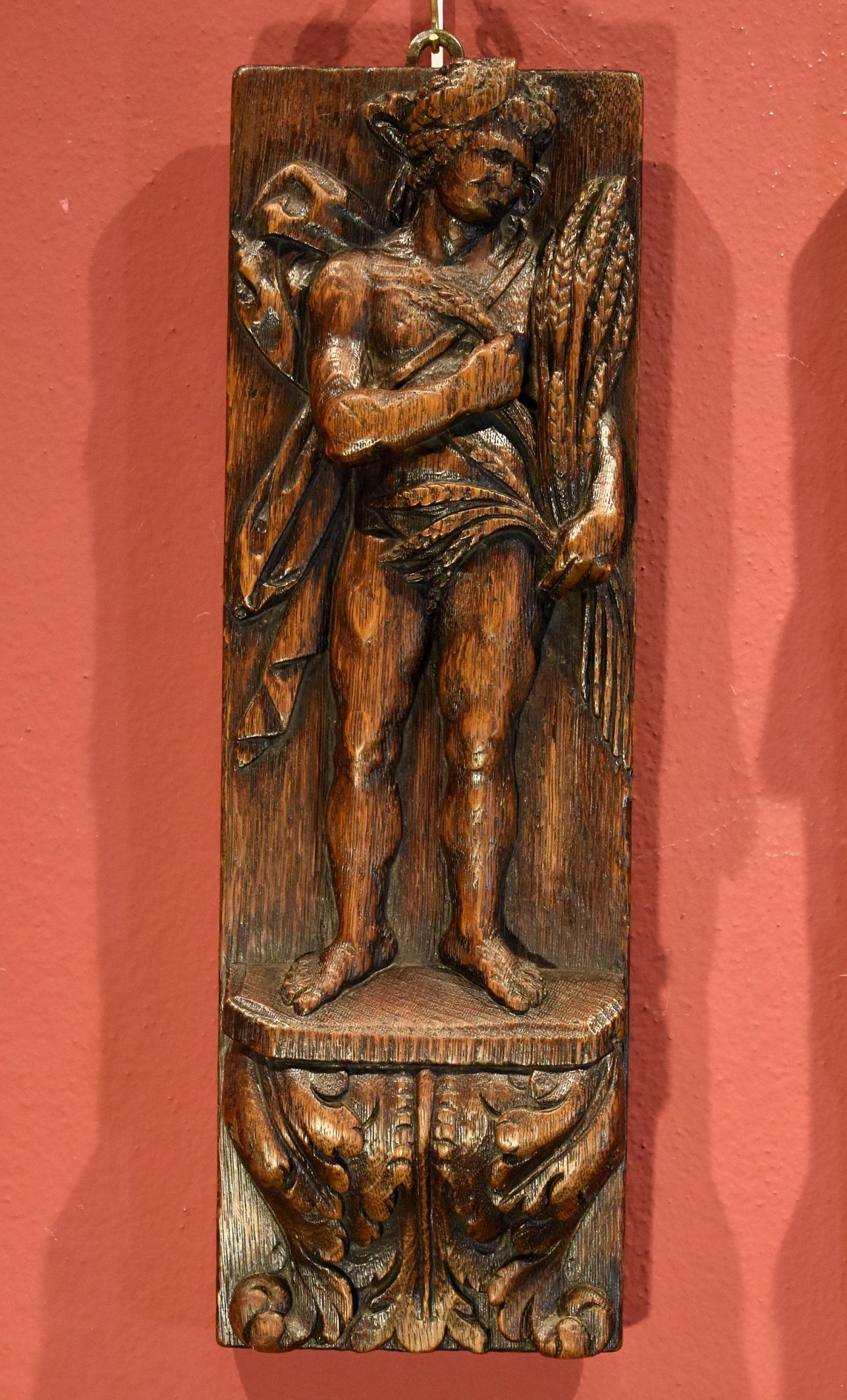 Paire de bas-reliefs Printemps Automne Sculpteur Flemish 17ème siècle Wood   - Maîtres anciens Sculpture par Flemish sculptor of the 17th century