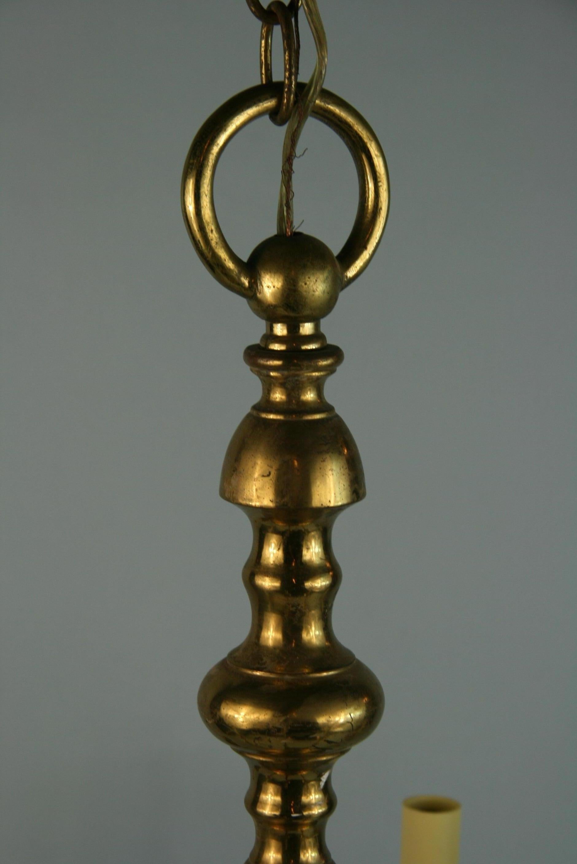 Antique Flemish Solid Brass 6 Ornate Arm Chandelier 1920 3