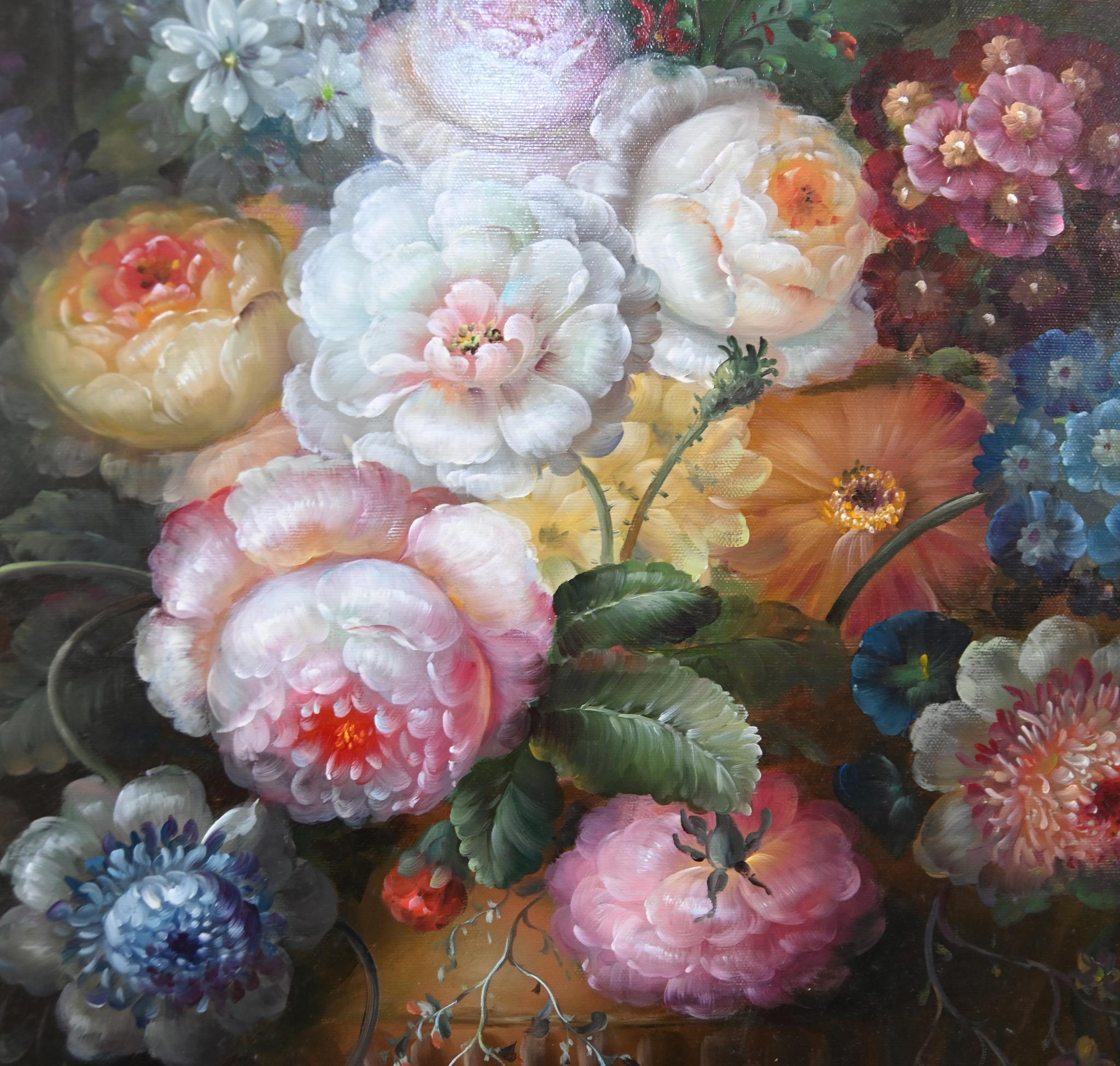 Flämisches Stillleben Ölgemälde Florales Stillleben im Angebot 4