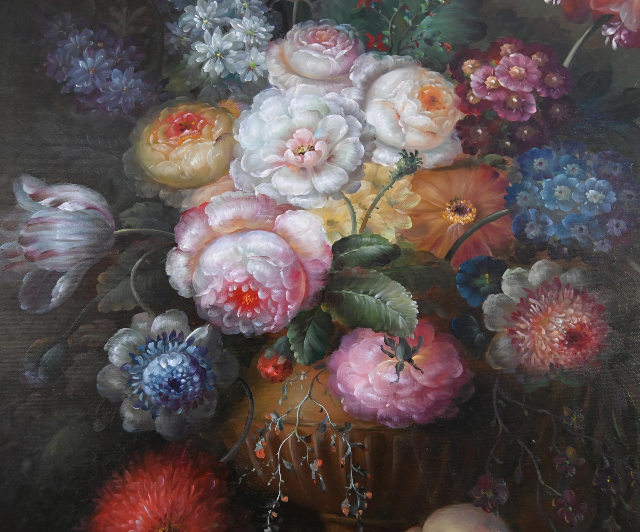 Flämisches Stillleben Ölgemälde Florales Stillleben (Ende des 20. Jahrhunderts) im Angebot