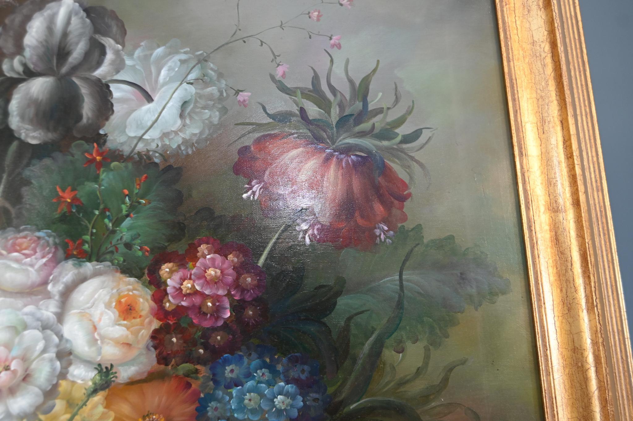 Flämisches Stillleben Ölgemälde Florales Stillleben im Angebot 1