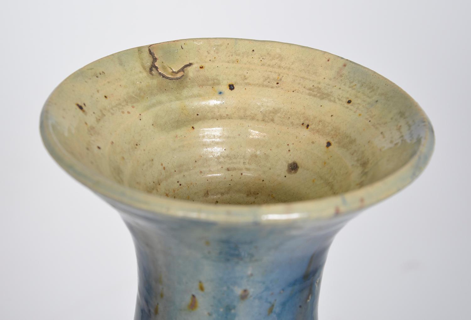 Flemish Studio Pottery Art Nouveau Drip Glazed Earthenware Vase 1900s Folk Art For Sale 6