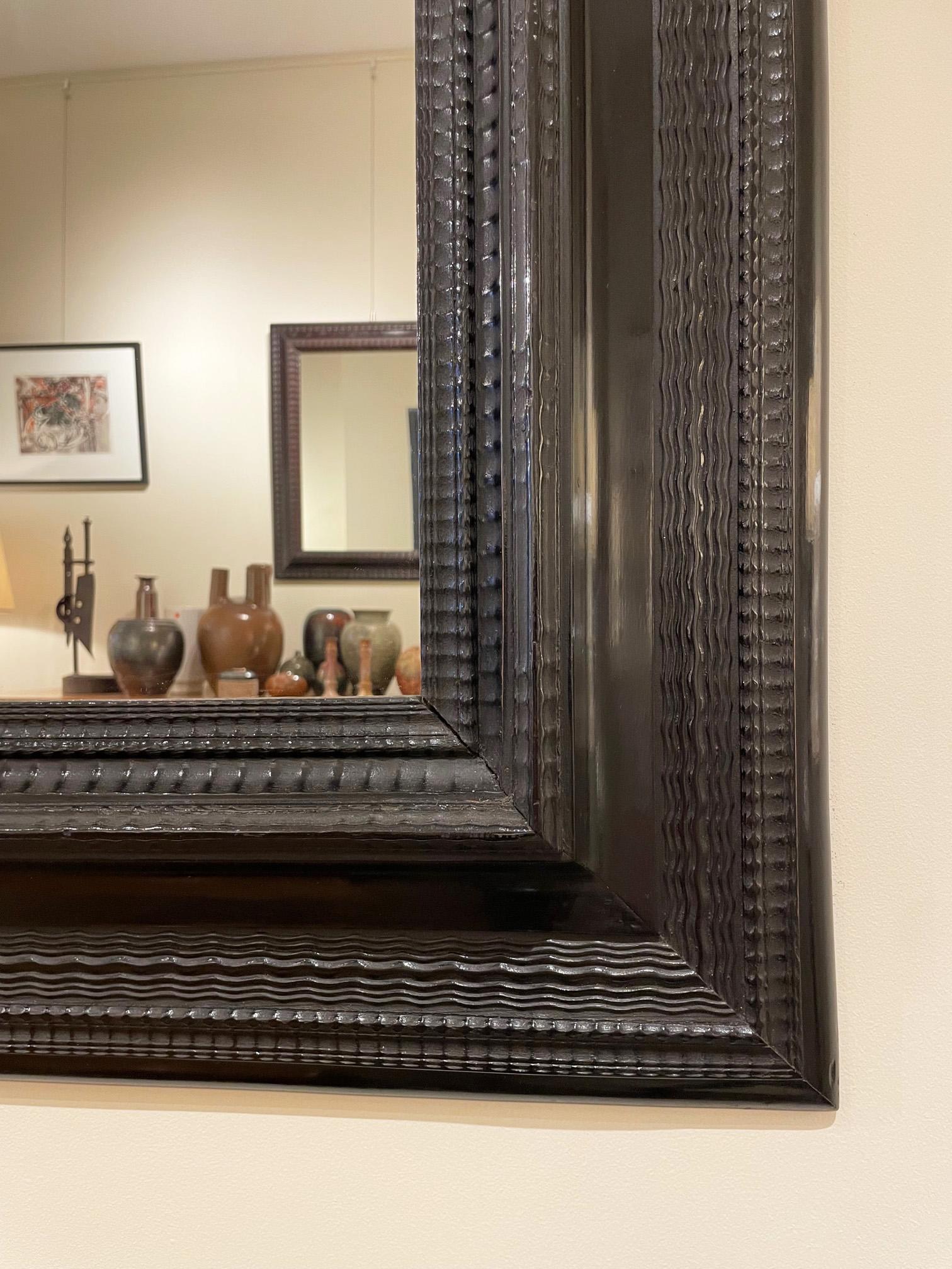 Flemish Style Ebonised Ripple Frame Mirror In Good Condition In London, GB