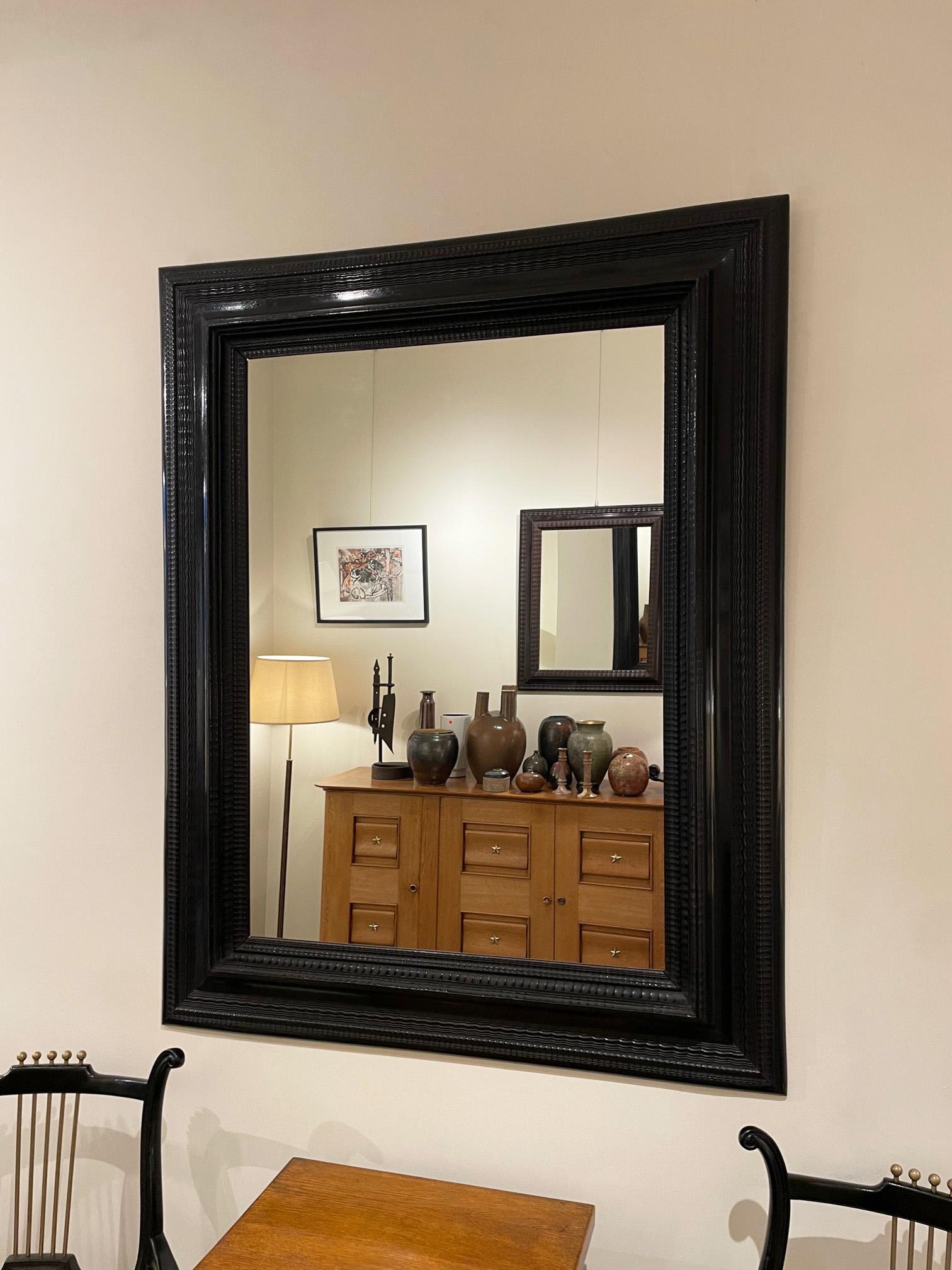 Flemish Style Ebonised Ripple Frame Mirror 1