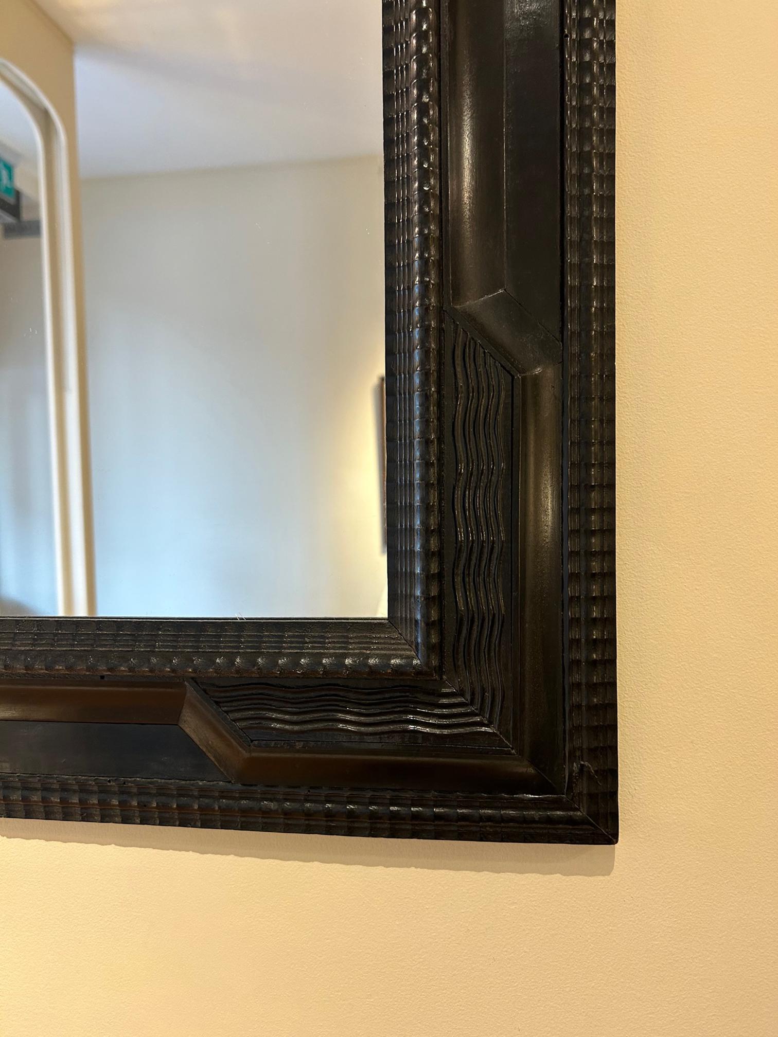 Flemish Style Ebonised Ripple Frame Mirror 2