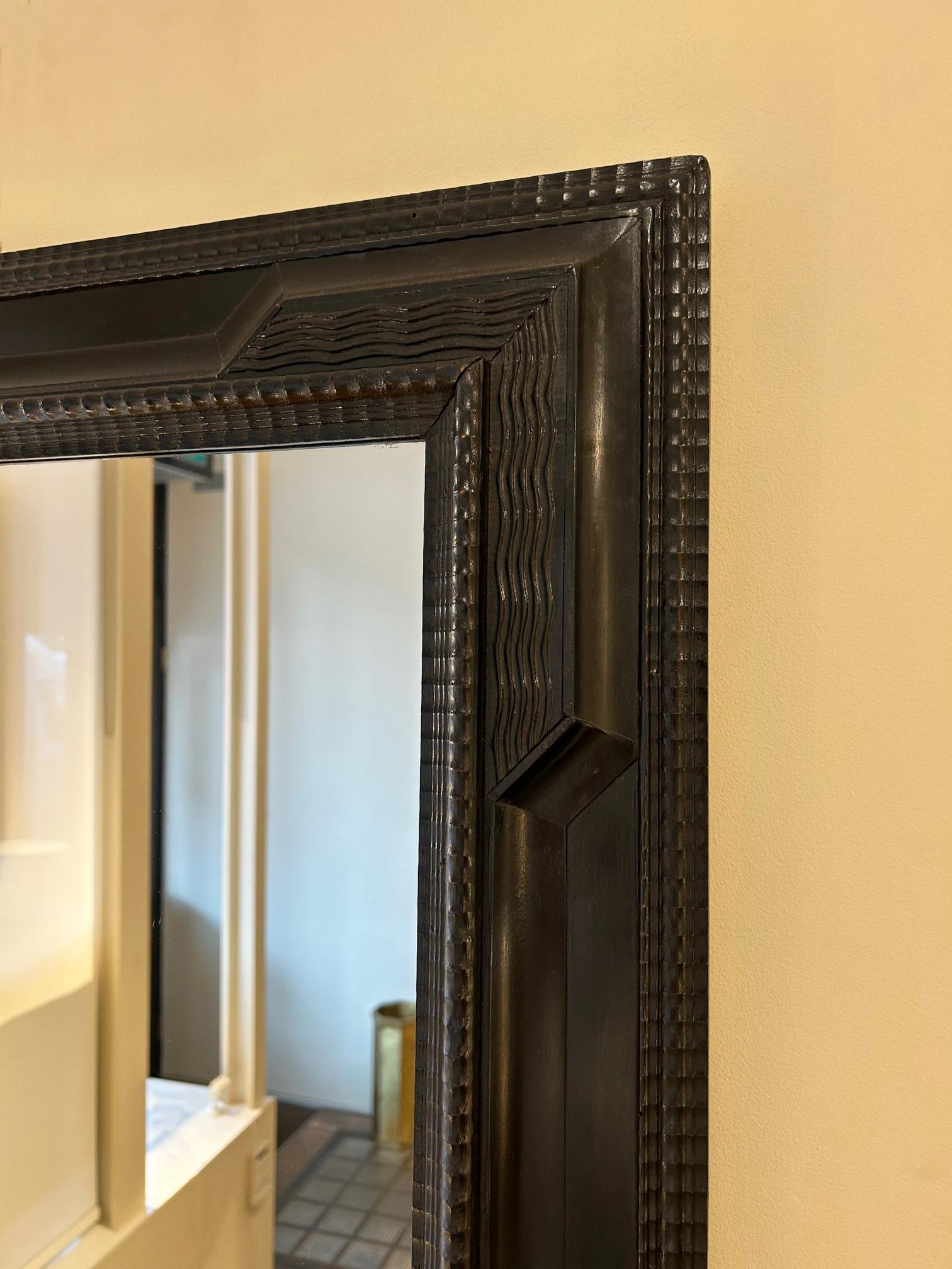 Flemish Style Ebonised Ripple Frame Mirror 3
