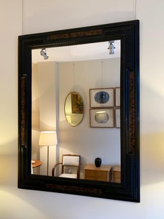 Flemish Style Faux Tortoishell and Ebonised Ripple Frame Mirror