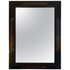 Flemish Style Faux Tortoishell and Ebonised Ripple Frame Mirror