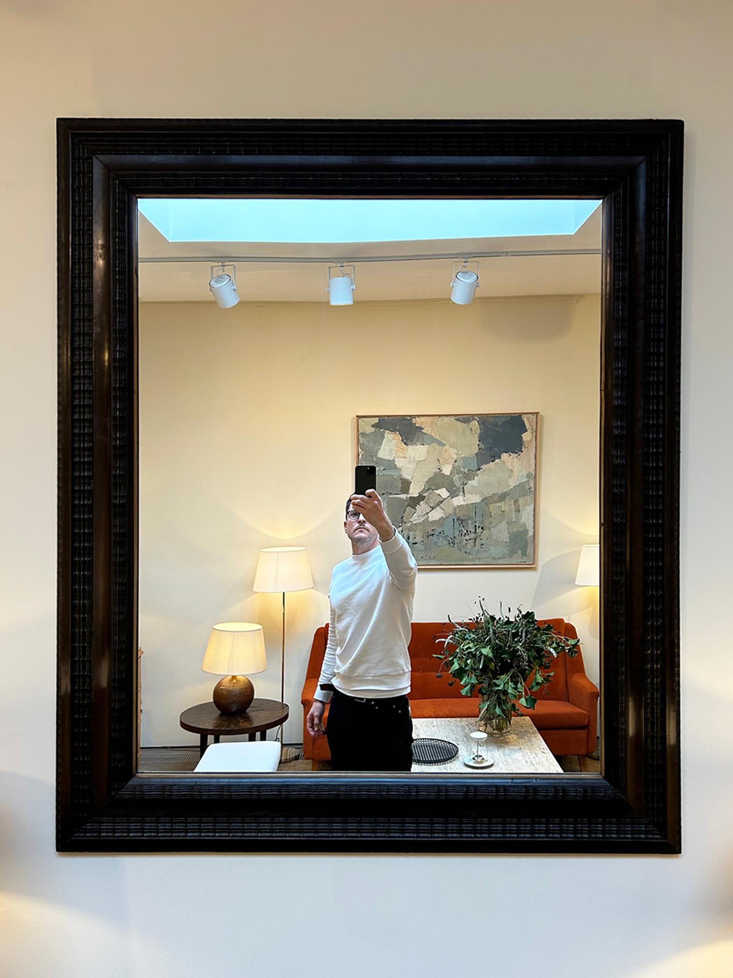 Mid-Century Modern Flemish Style Ripple Frame Mirror For Sale