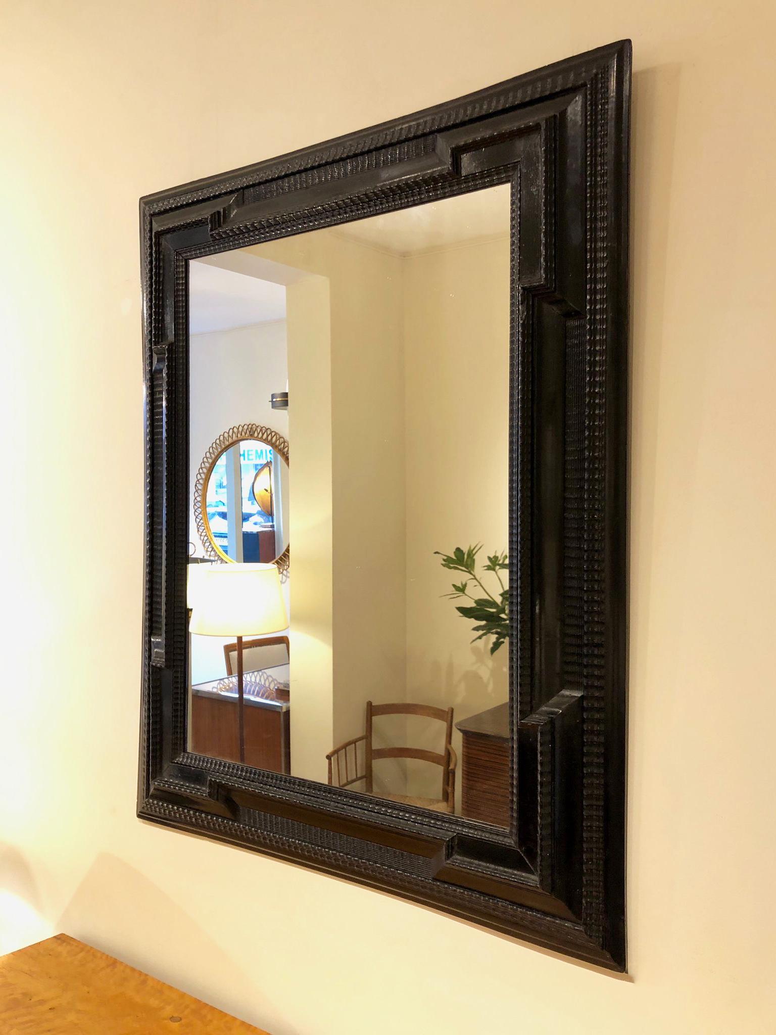 Ebonized Flemish Style Ripple Frame Mirror