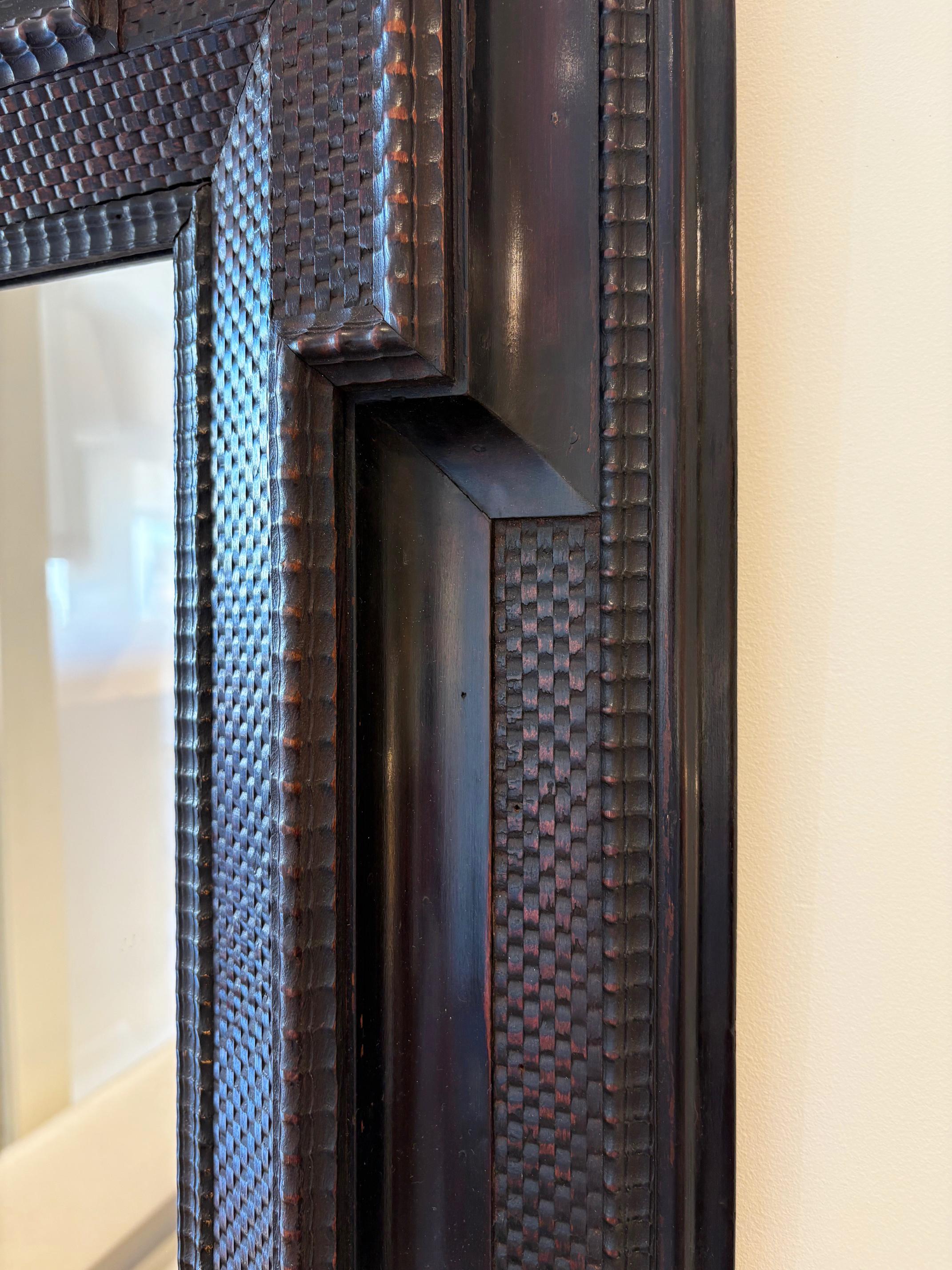 Wood Flemish Style Ripple Frame Mirror For Sale