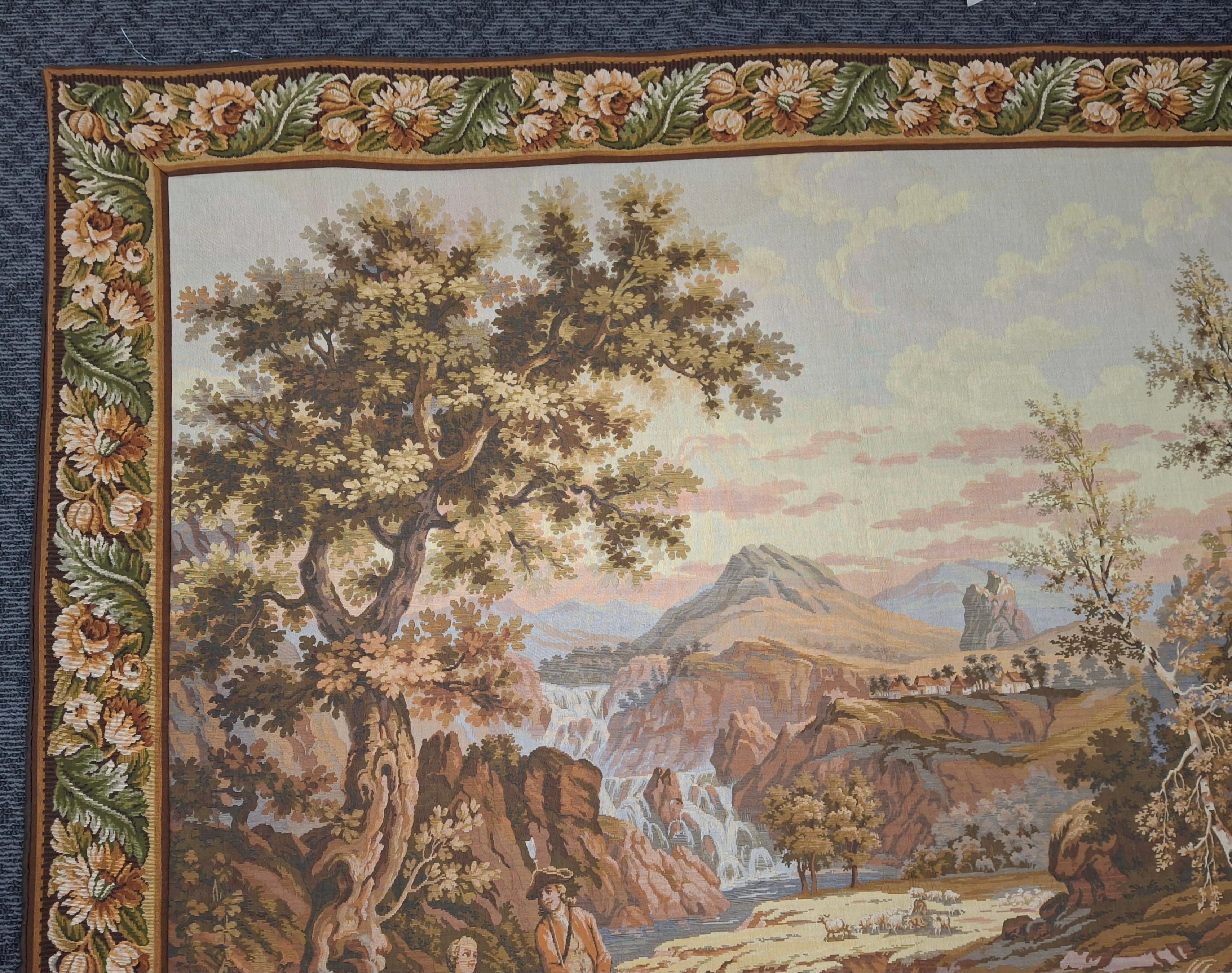 Flämischer Hirte in einer bukolischen Landschaft Wandteppich (Neobarock) im Angebot