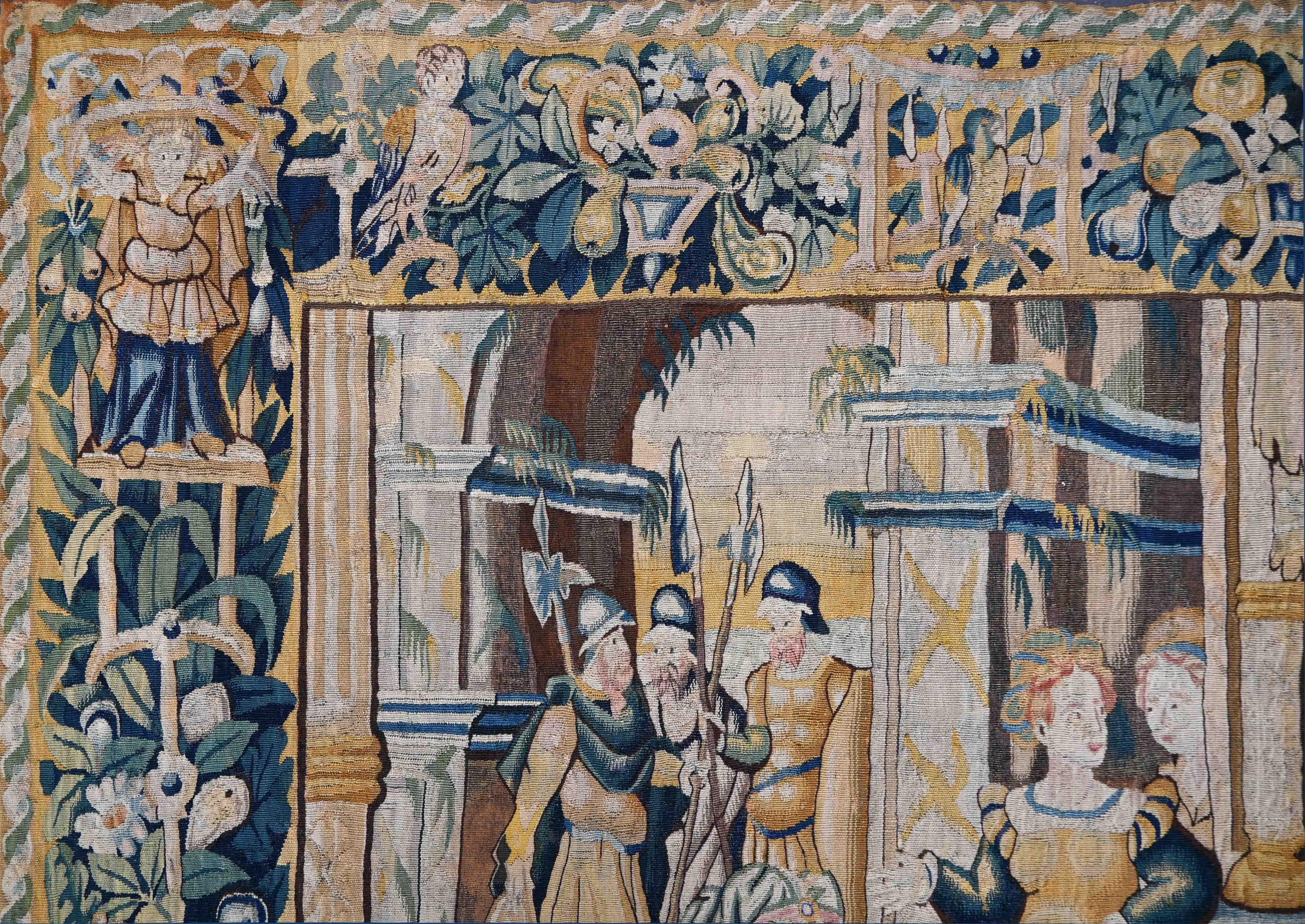 Flämischer Wandteppich 17. Die Verweigerung der Vasthi und die Erhebung der Esther - N 1576 (Französisch) im Angebot