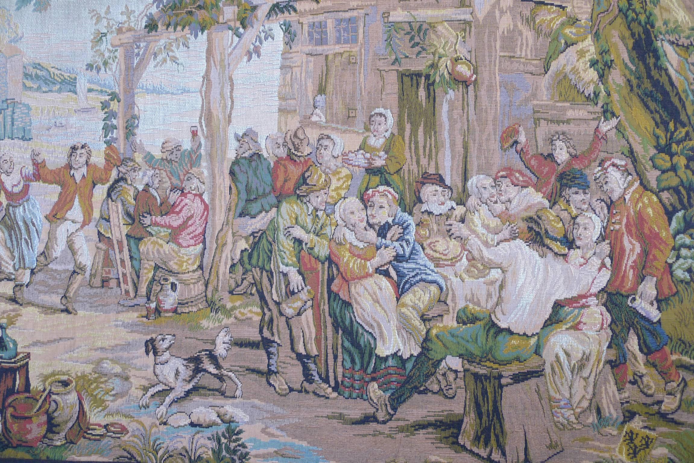 French Flemish Tapestry by David Teniers for Ateliers de la Tapisserie Francaise, 1970s For Sale