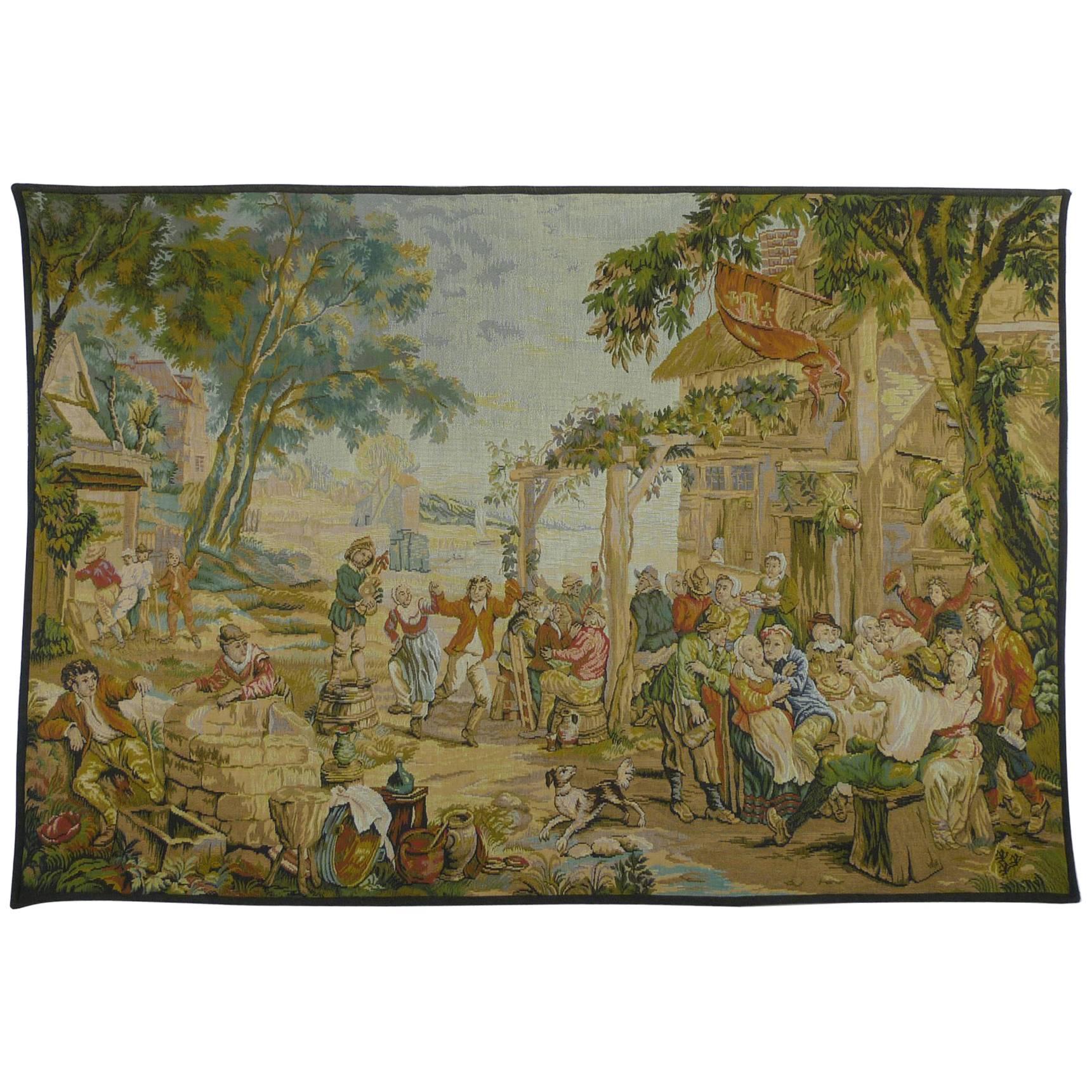 Flemish Tapestry by David Teniers for Ateliers de la Tapisserie Francaise, 1970s For Sale