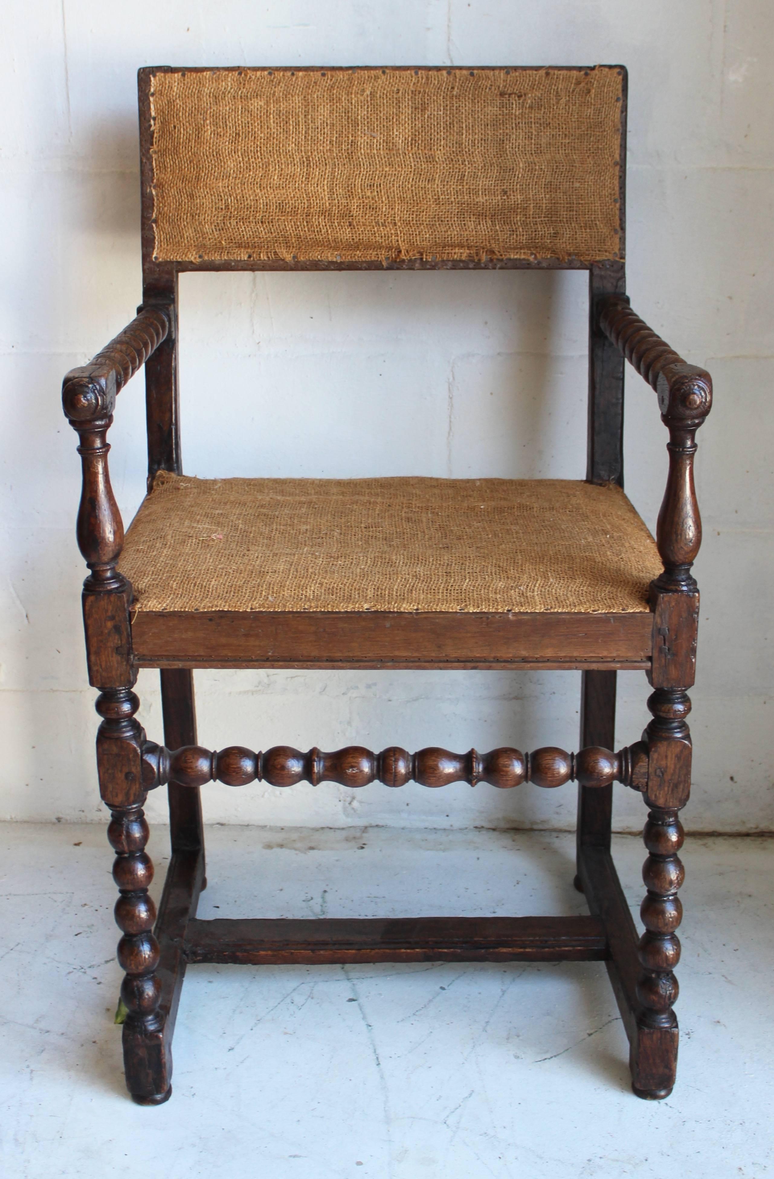 19th Century Flemish Turned Wood Armchair