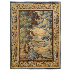 Flemish Verdure Landscape Tapestry, with Exotic Birds in a Lush Setting