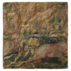 Antique Flemish Verdure Tapestry Fragment 46cm×48 cm Abstract Animal Scene 2×2 c.1790