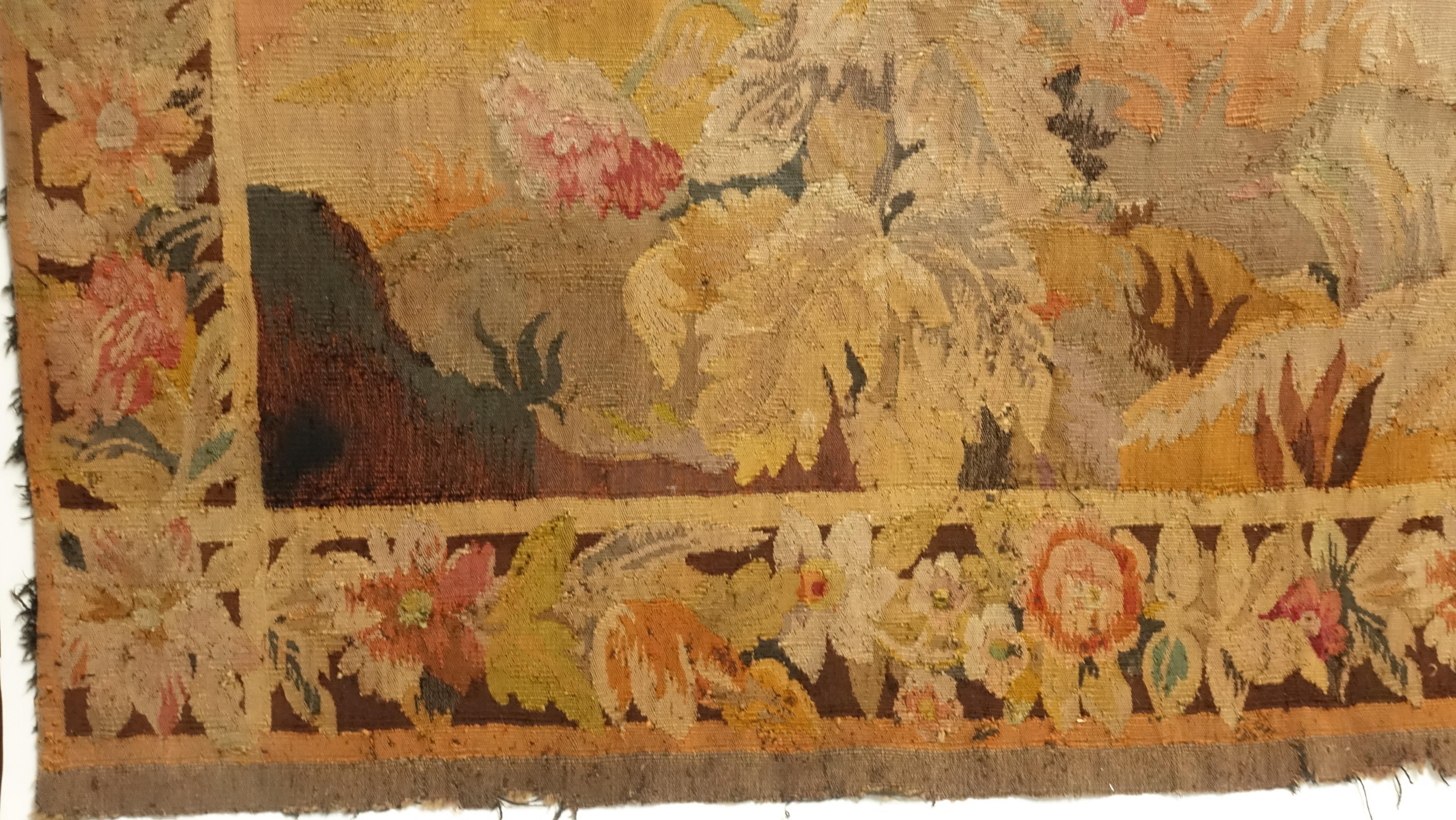 Flemish Wool Tapestry Wall Hanging with Castle and Forest Scene, 19th Century 4