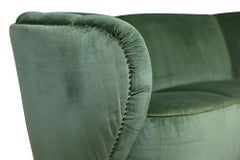 Flemming Lassen 1930s Danish Deco Curved Back Settee in Original Green Mohair