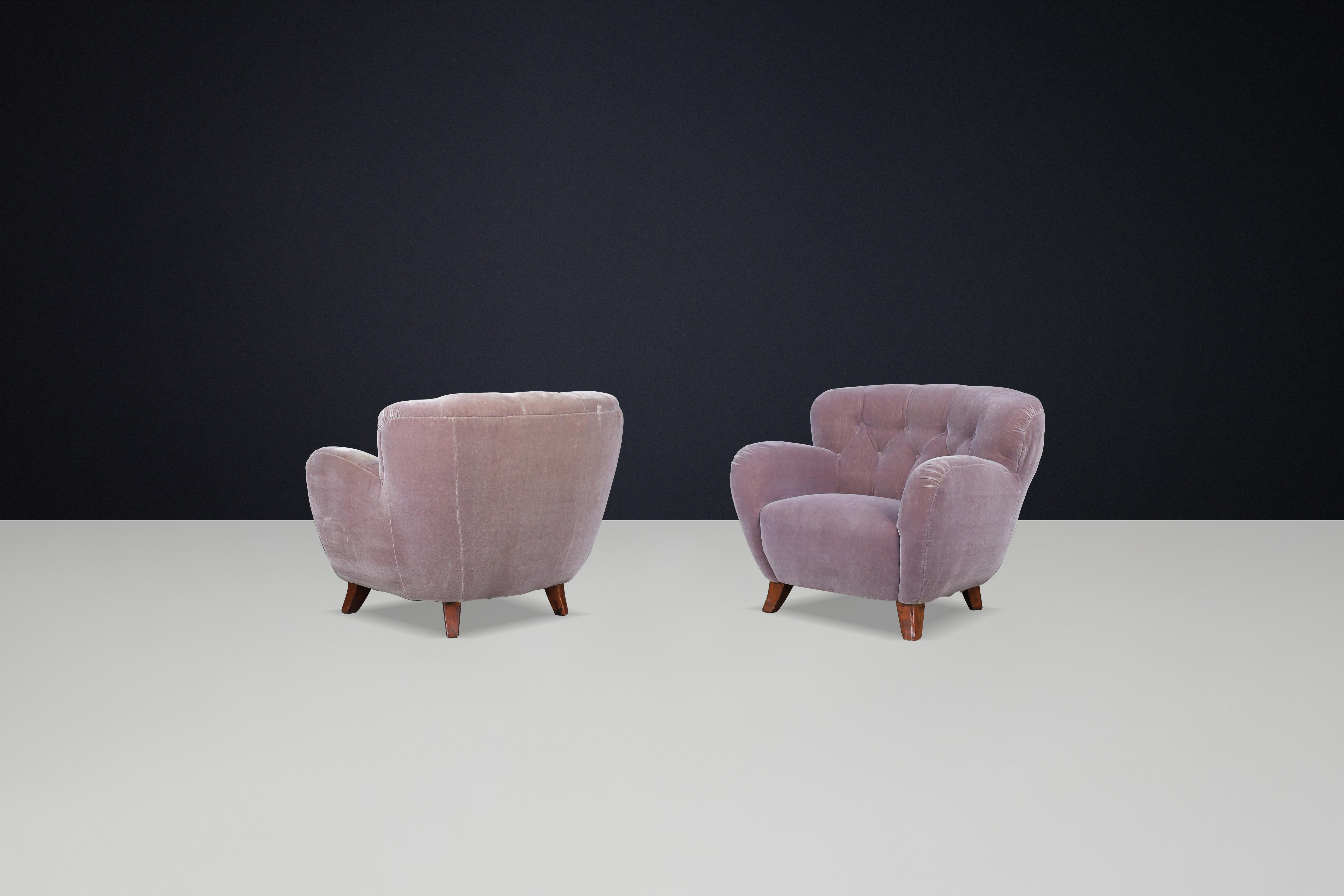 Flemming Lassen Armchairs in Original Velvet Upholstery, Denmark 1930s For Sale 6