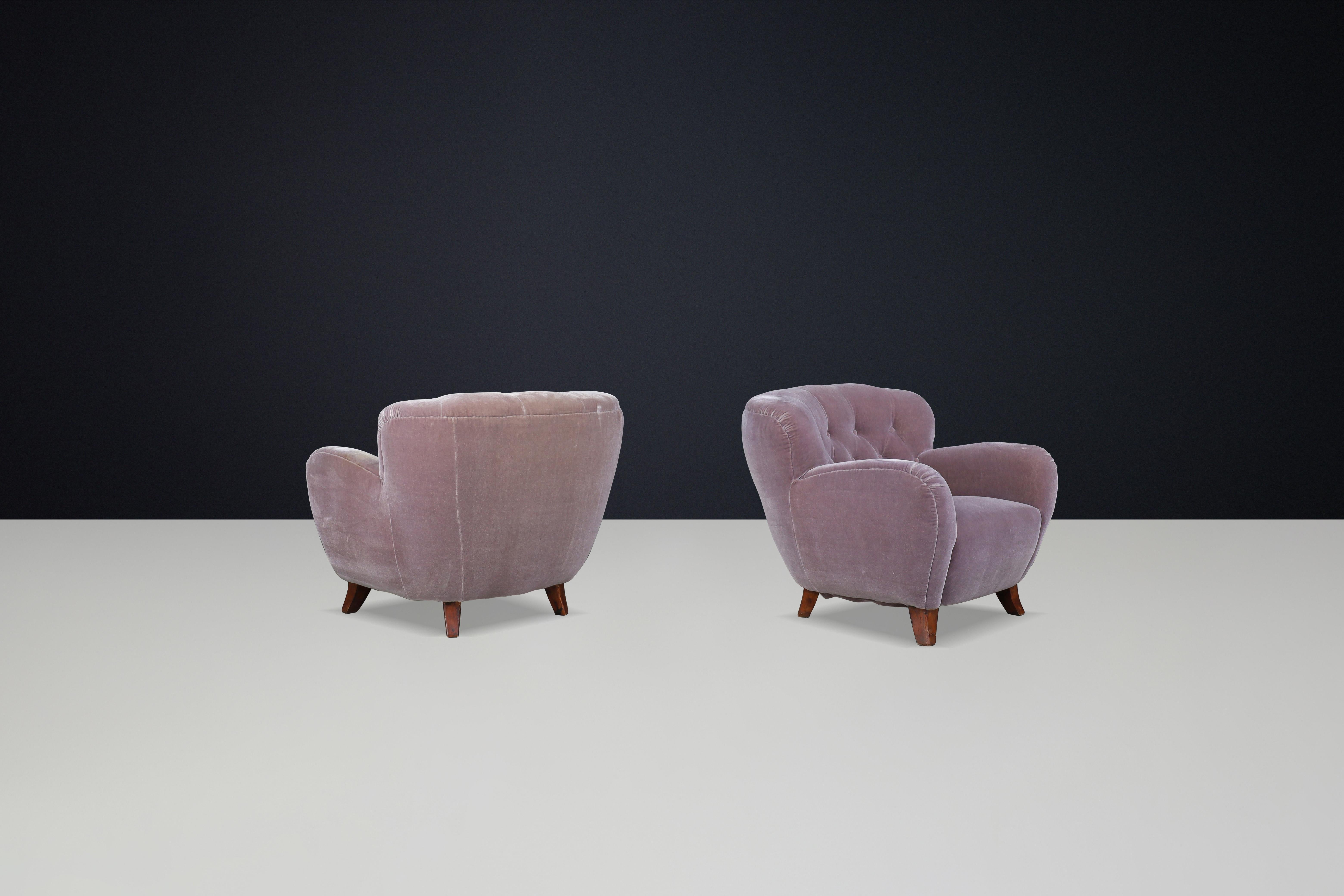 Flemming Lassen Armchairs in Original Velvet Upholstery, Denmark 1930s For Sale 1